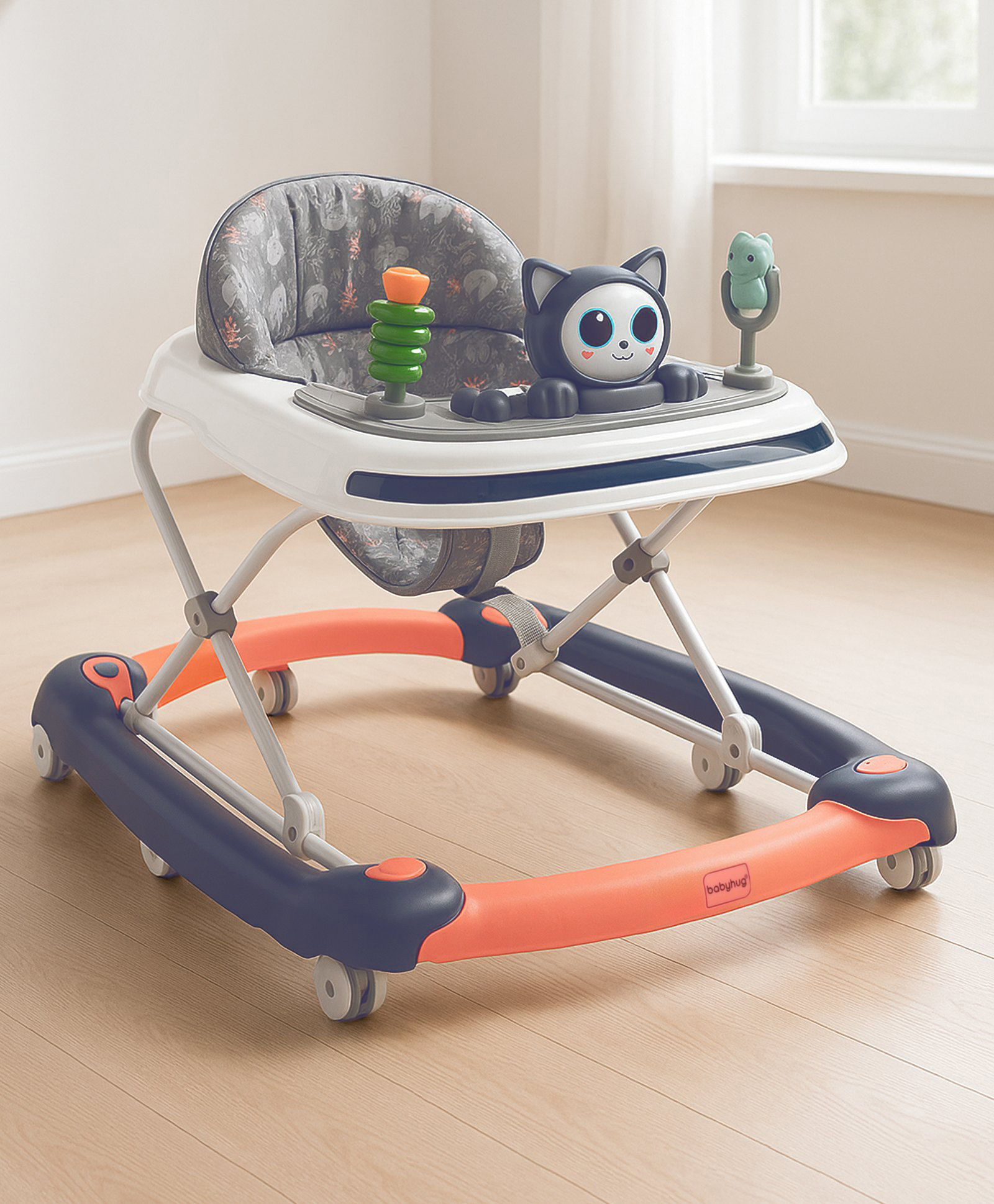 Babyhug Bunny Face 2 In 1 Walker Cum Rocker With 3 Level Adjustable Height & Musical Play Tray With Light  -Blue-image-44