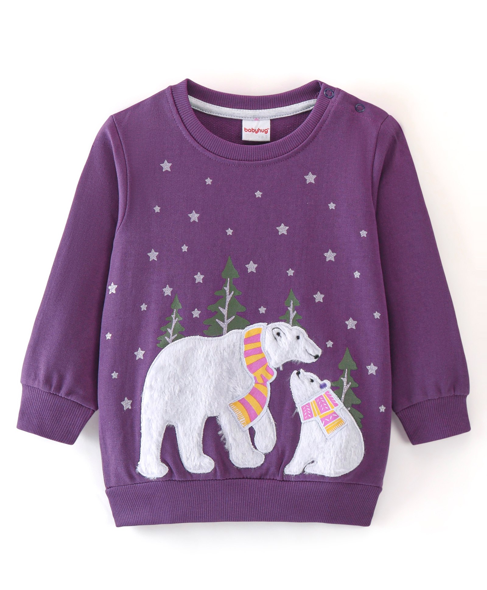 Babyhug Full Sleeves Sweatshirt Polar Bear Graphics - Purple-image-17