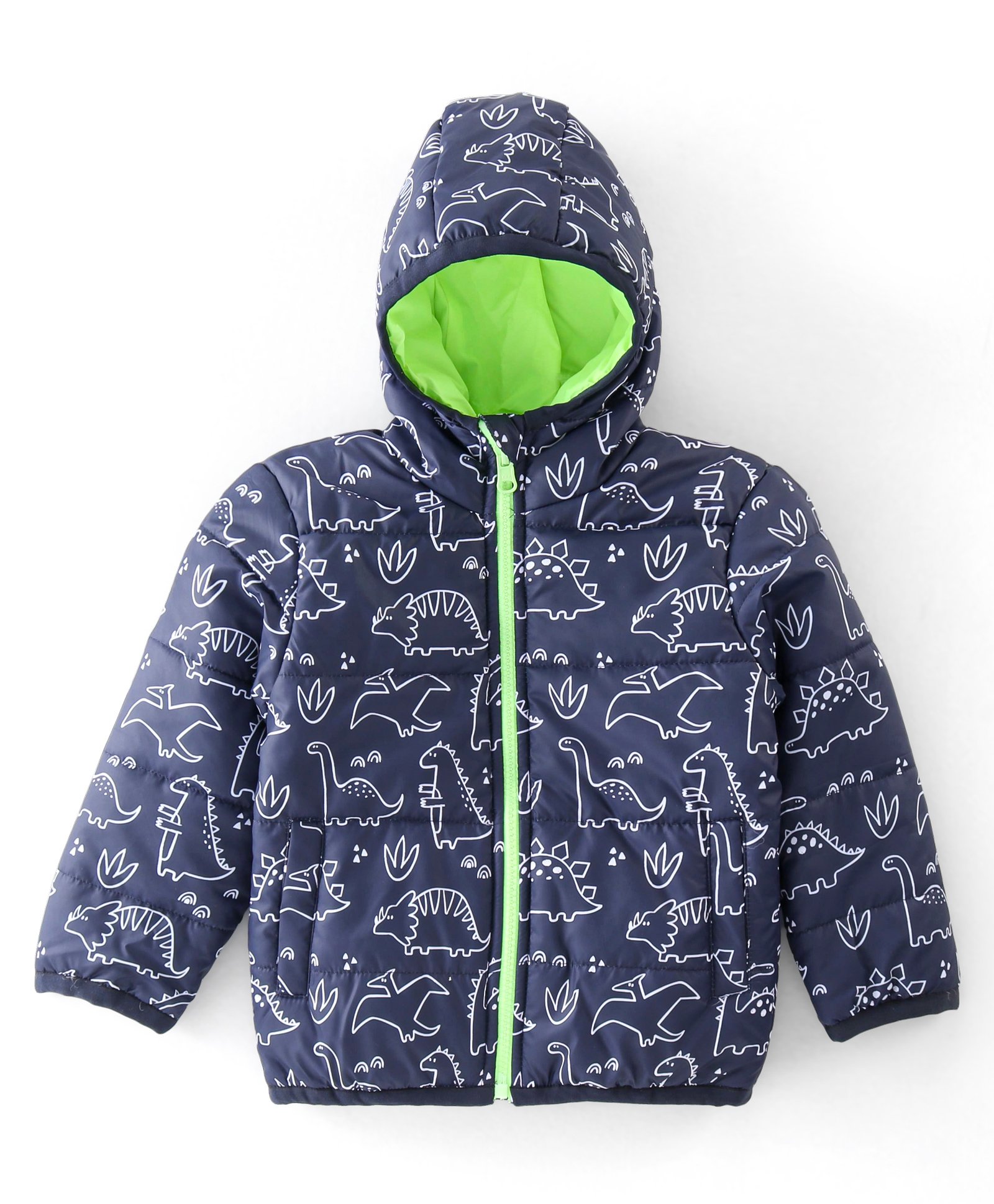Babyhug Woven Full Sleeves Dino Print  Hooded Reversible Jacket - Multicolour-picture-27