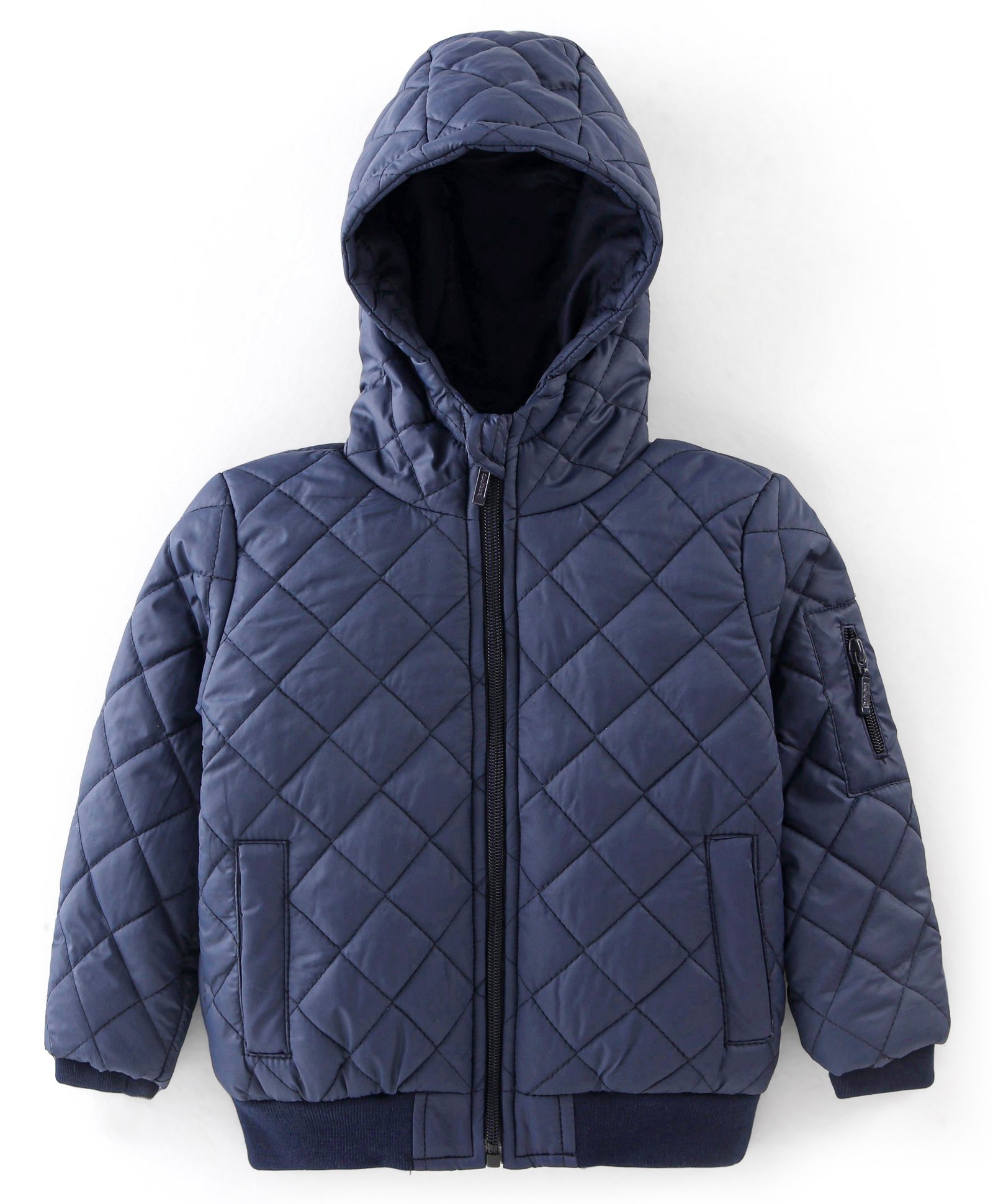 Babyhug Full Sleeves Hooded Quilted Jacket - Navy Blue-picture-11