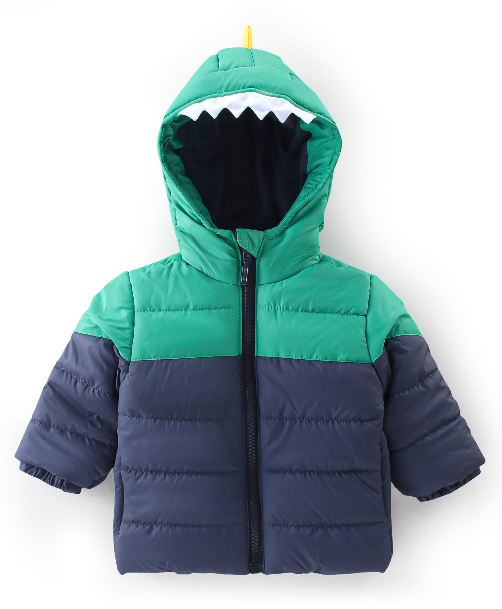 Babyhug Woven Full Sleeves Hooded Quilted Jacket - Blue-picture-14