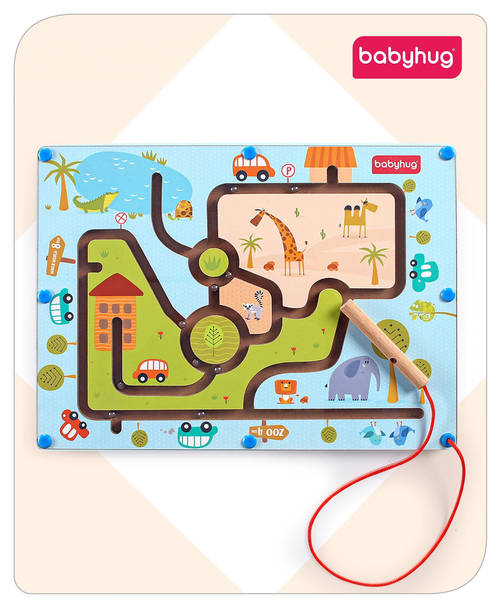 Babyhug Magnetic Maze Wooden Puzzle - Multicolour-image-4