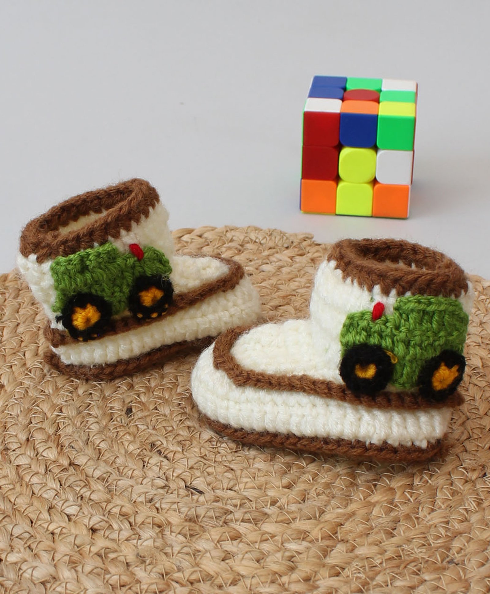 Woonie Crochet Truck Applique Boots - Off White-picture-10