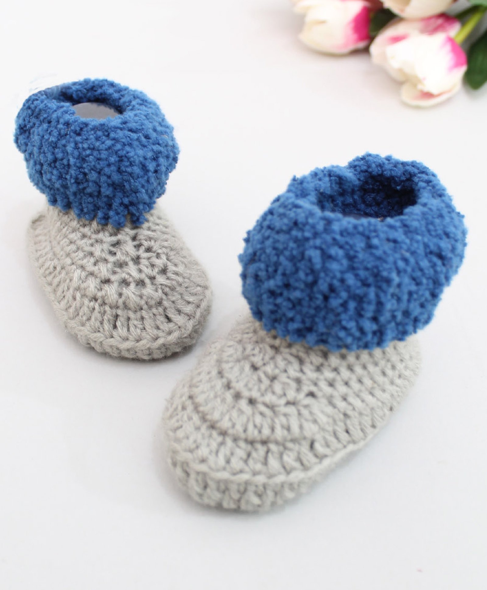 Woonie Handmade Booties With Fur Bordered - Grey-image-22