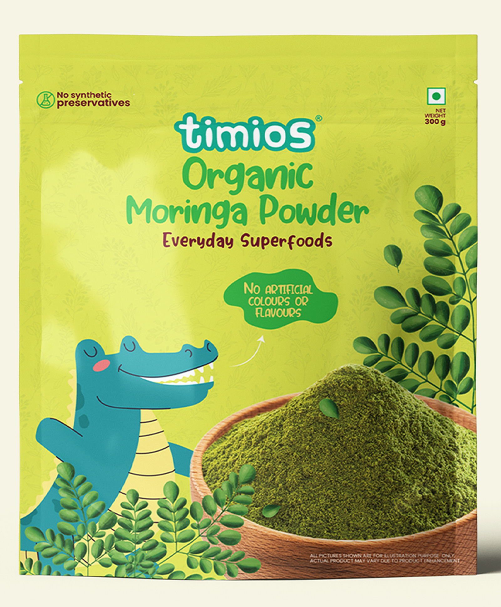 timios 100% Organic Moringa (Drumstick) Powder - 300 g