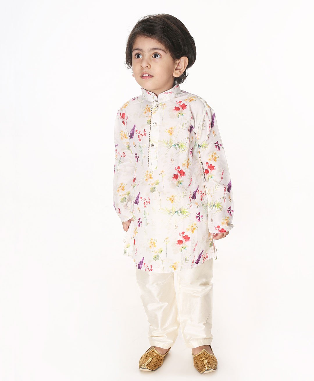 VASTRAMAY SISHU Full Sleeves Floral Printed Kurta Pyjama Set - Cream-picture-19