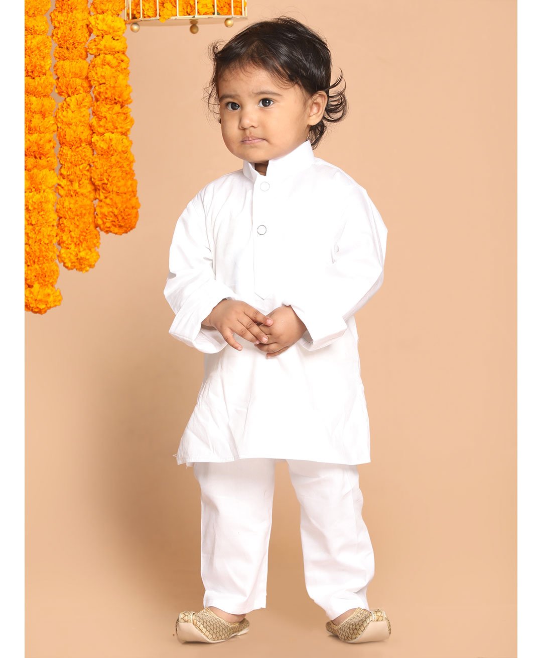 Vastramay Full Sleeves Solid Kurta Pyjama Set - White-image-39