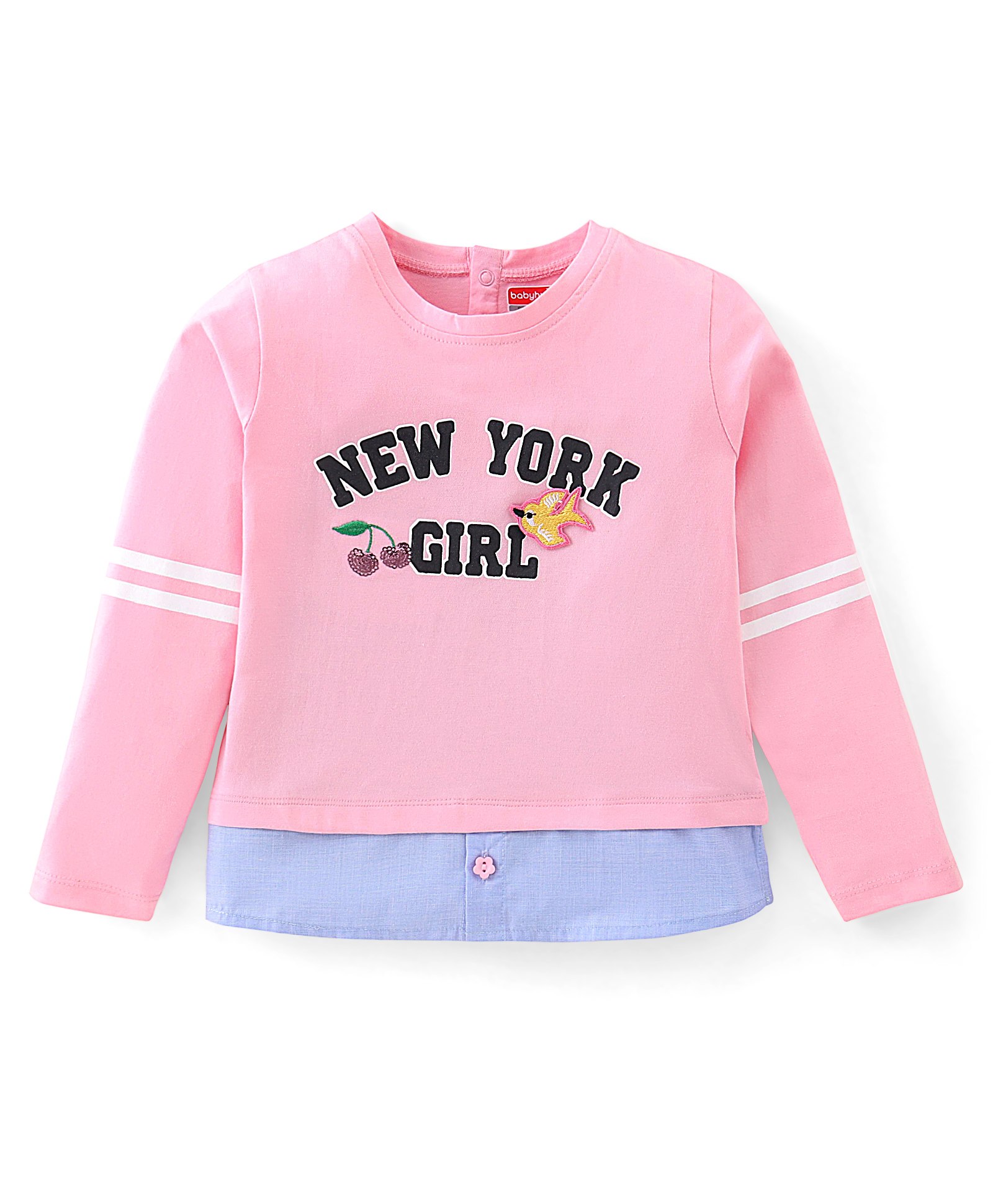 Babyhug 100% Cotton Knit Full Sleeves T-Shirt with Text Graphics - Pink-picture-12