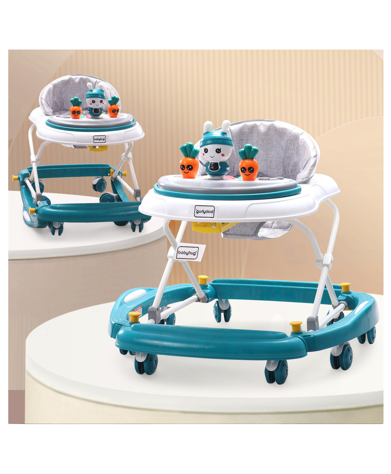 Babyhug Walker Cum Rocker 2 in 1 & 3 Level Adjustable Height Music & Light-Blue-picture-14