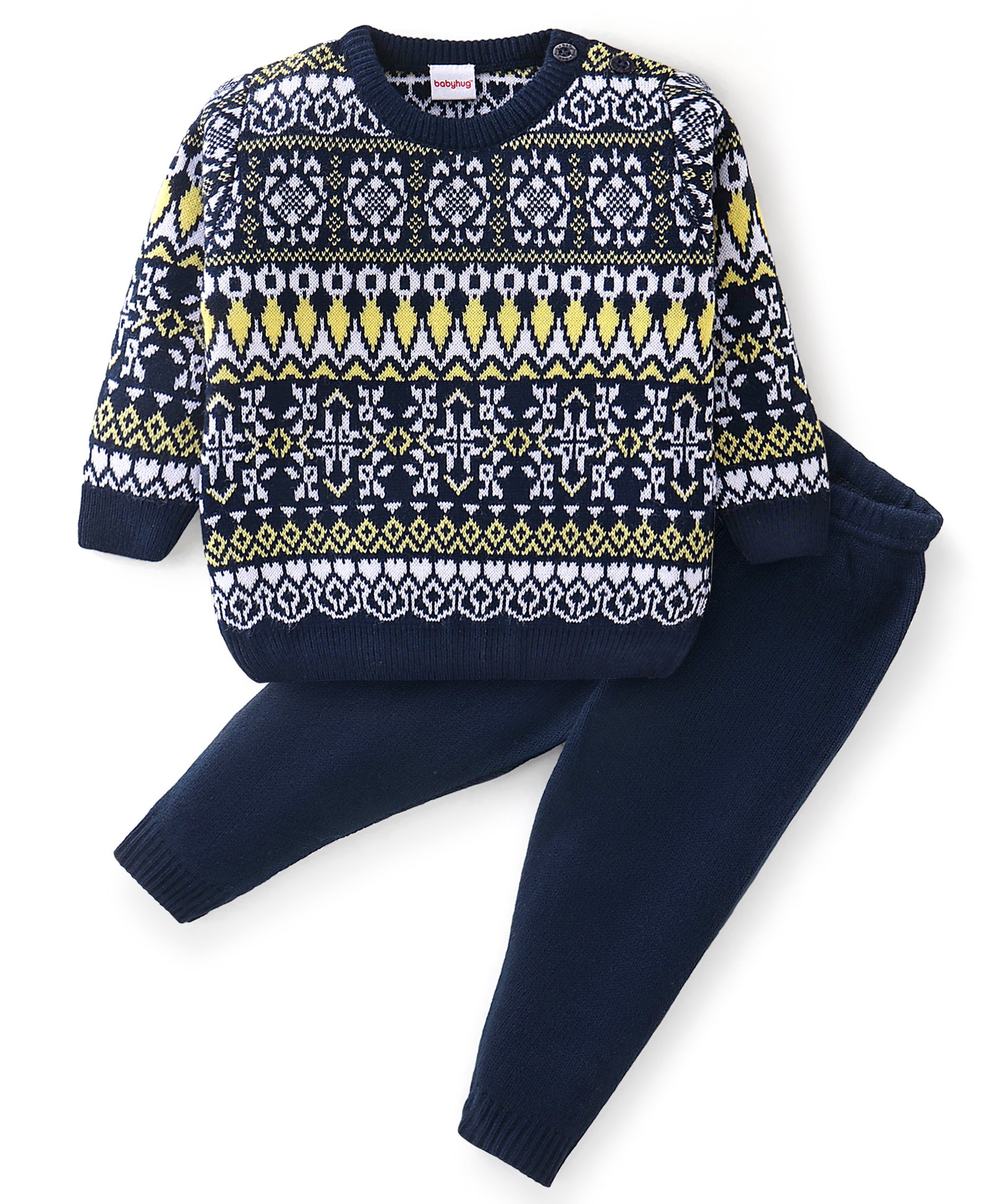 Babyhug Full Sleeves Baby Sweater Set - Navy Blue-image-11