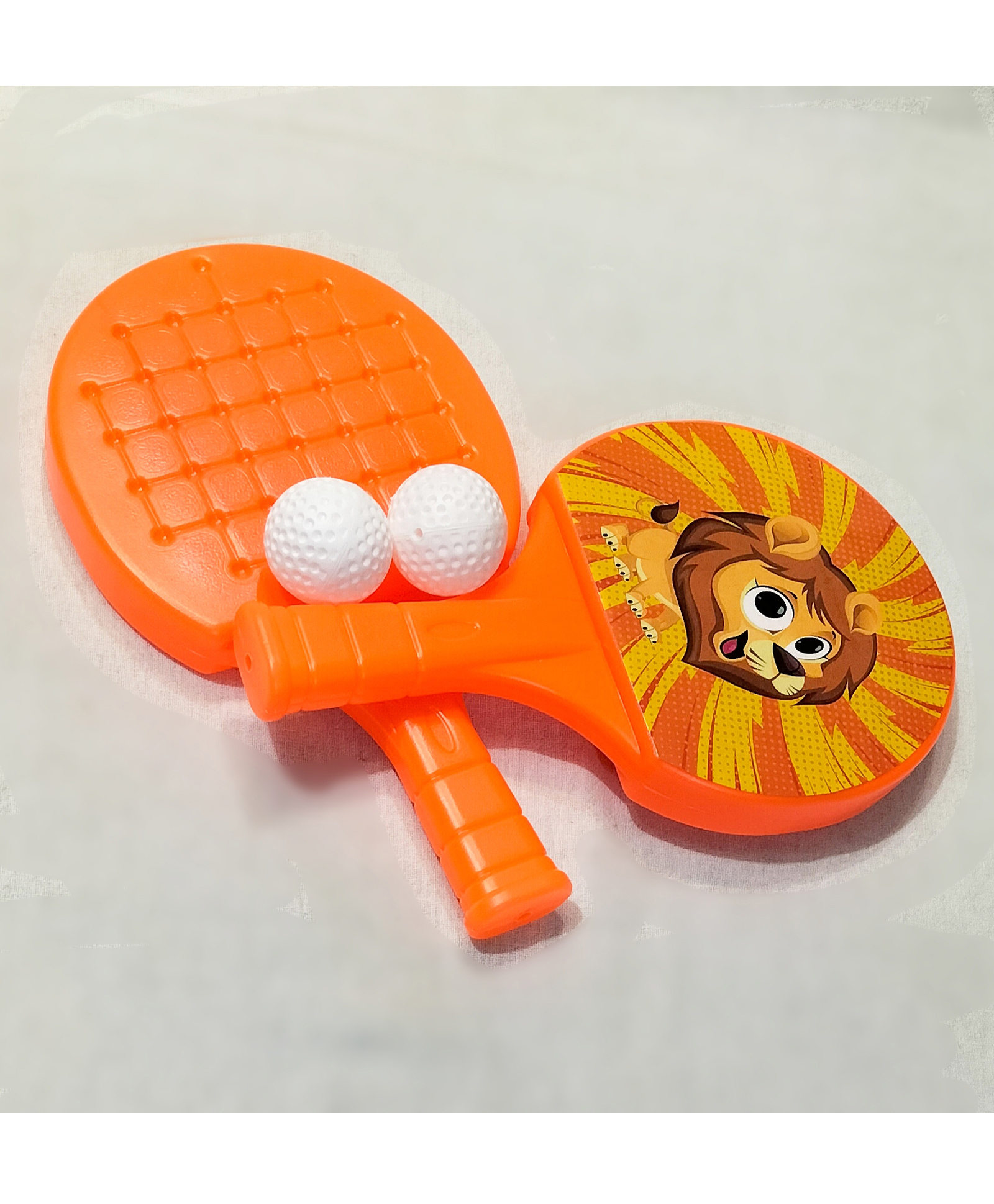 Fingo Brain Ping Pong Junior Table Tennis Set Jungle Theme - Orange Color-image-2