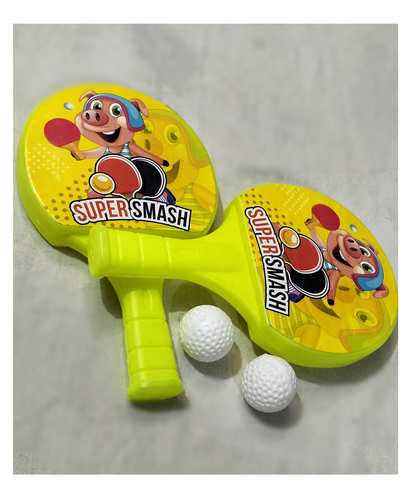 Fingo Brain Super Smash Junior Table Tennis (Cartoon Piggy) - Yellow Color-picture-2