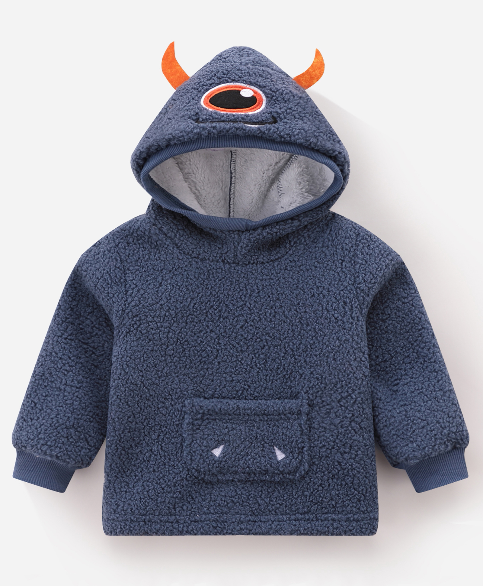 Kookie Kids Full Sleeves Hooded Sweatshirt - Blue-image-1