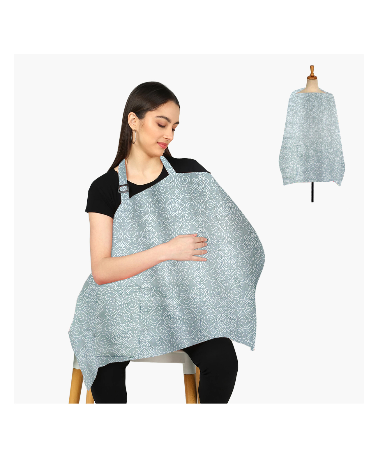 AHC Easy Feed Cotton Nursing Cover Stylish Comfort for Breastfeeding Moms With Mobile Pocket-Grey-image-19