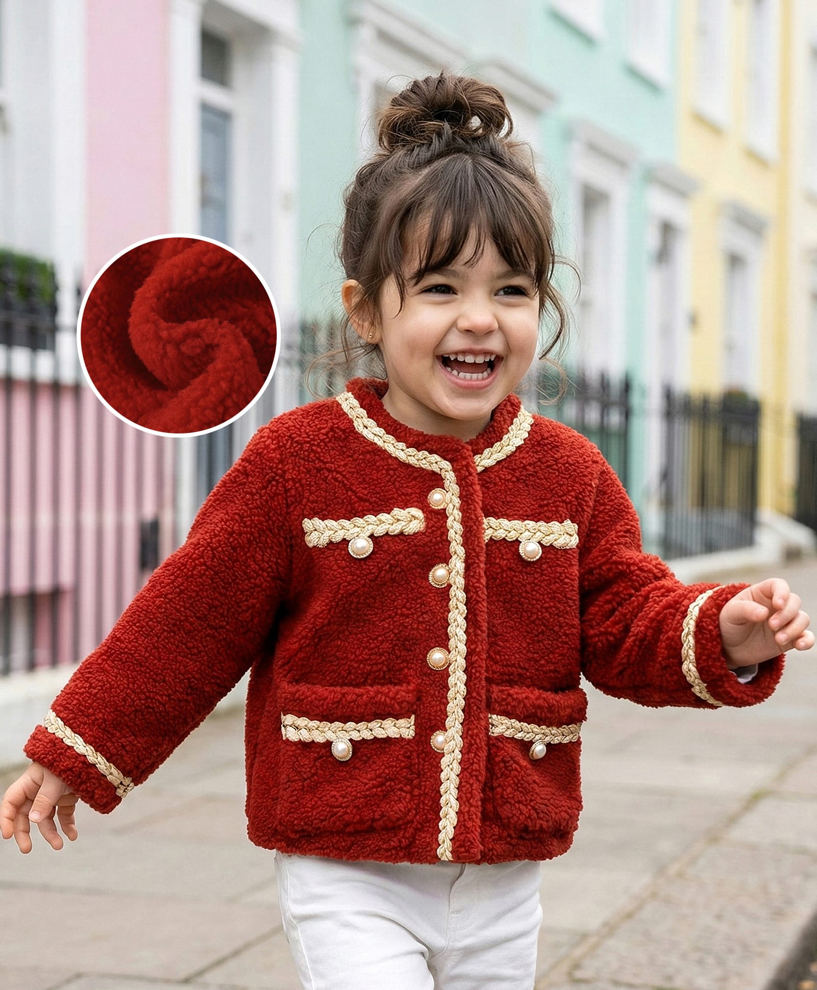 Kookie Kids Full Sleeves Sweat Jacket With Solid Colour - Red-image-29