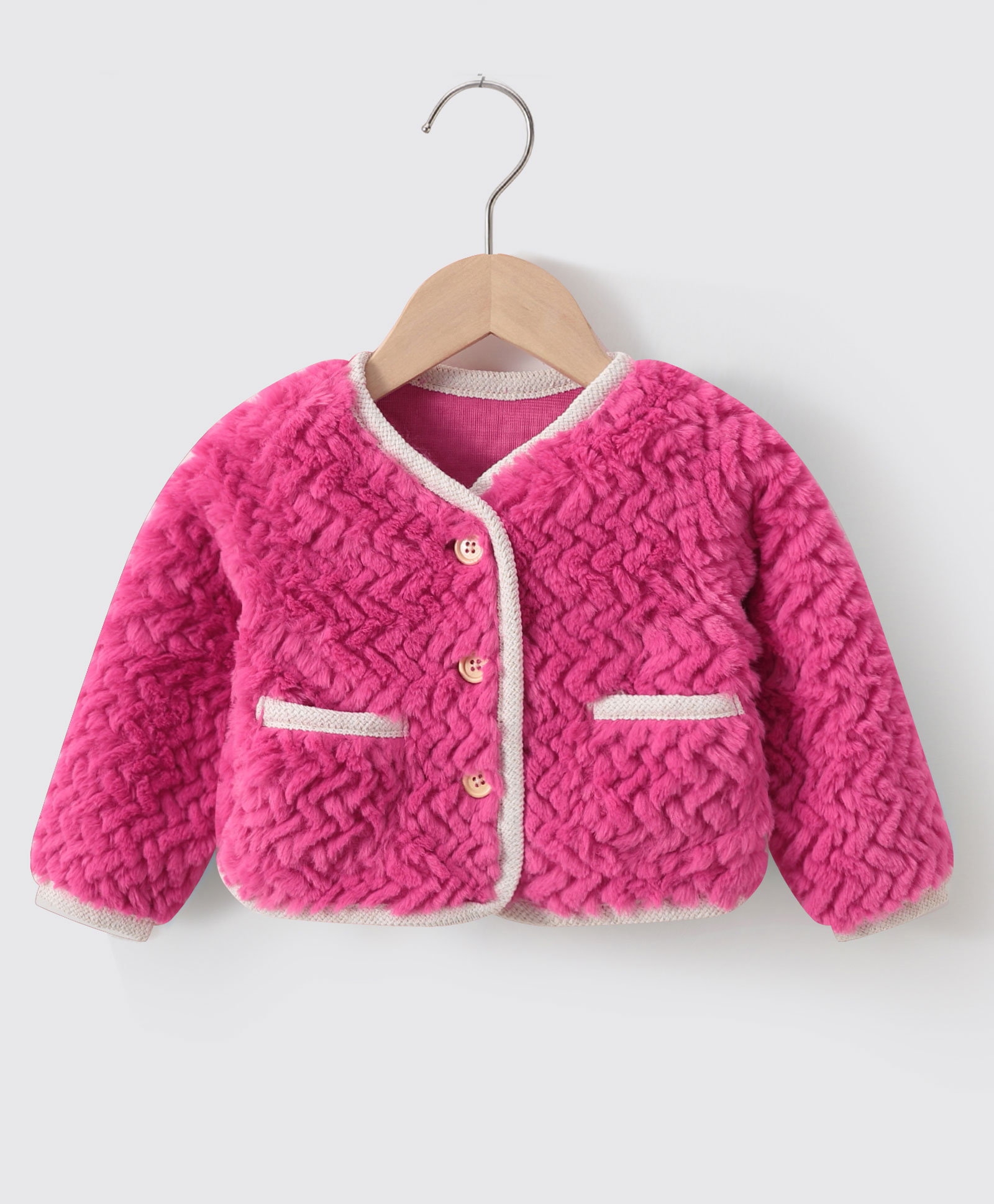 Kookie Kids Full Sleeves Sweat Jacket with Cable Knit Design - Fuchsia-image-39