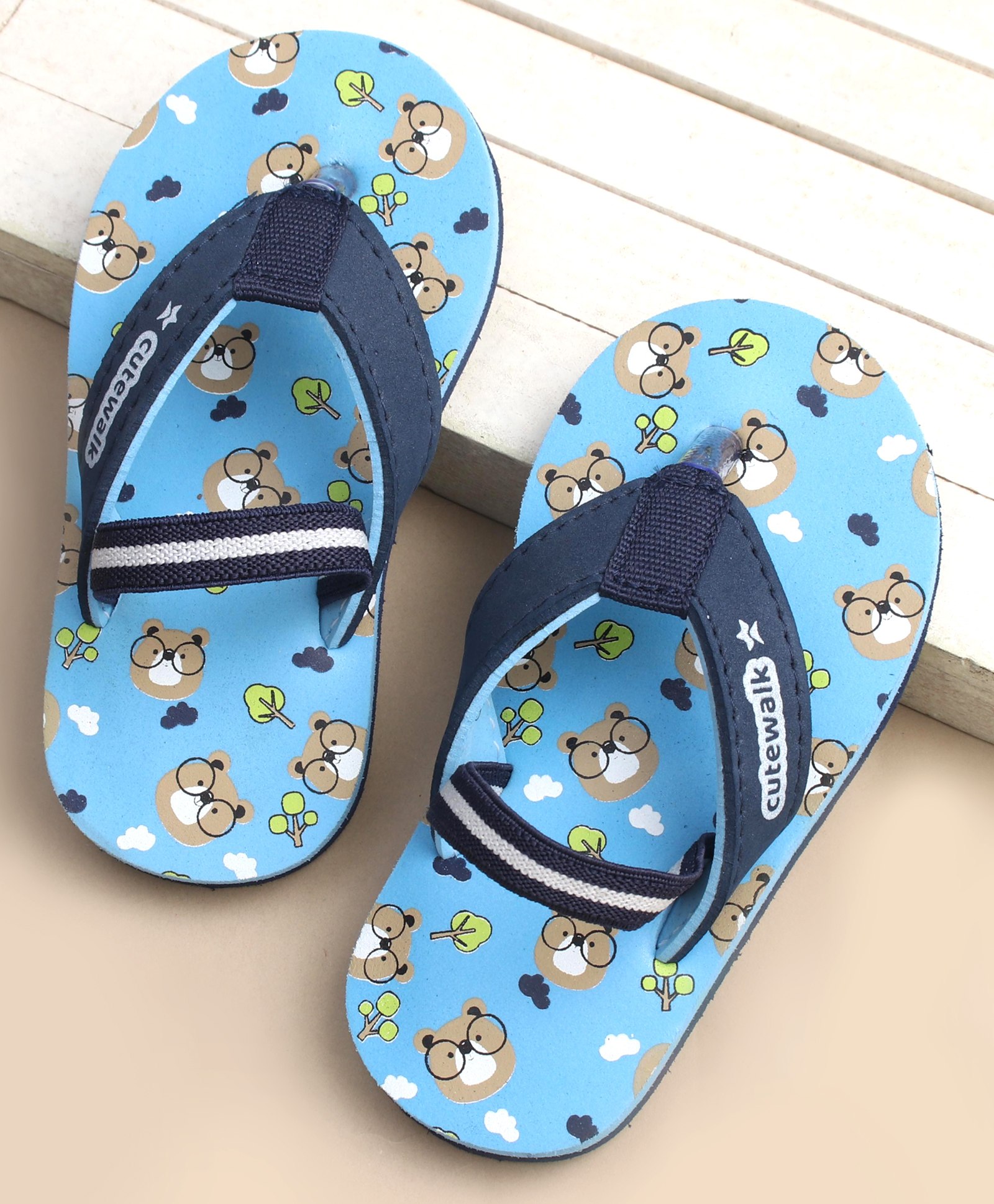 Cute Walk by Babyhug Casual Slip On Flip Flops with Beaver Print - Blue-picture-23