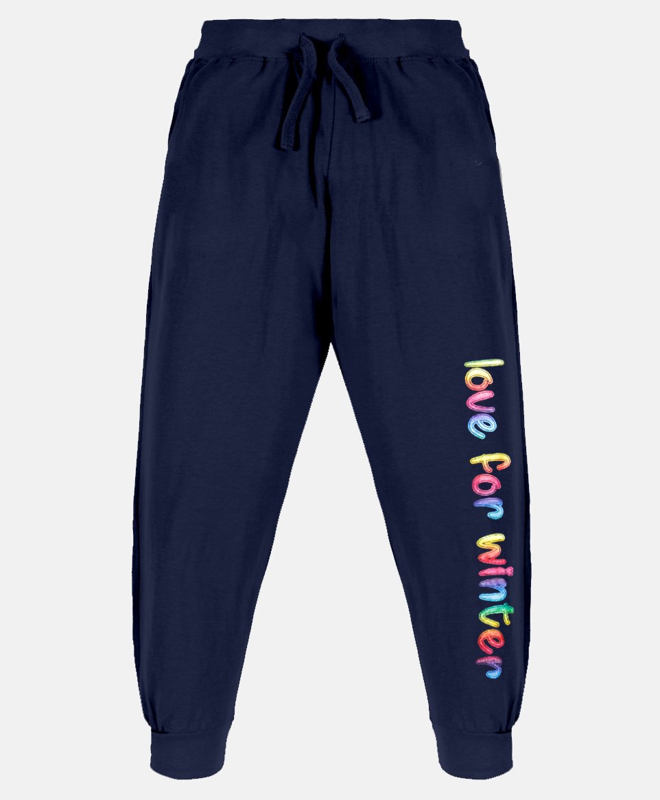 Kiddopanti Love For Winter Text Printed Track Pant - Navy Blue-picture-24