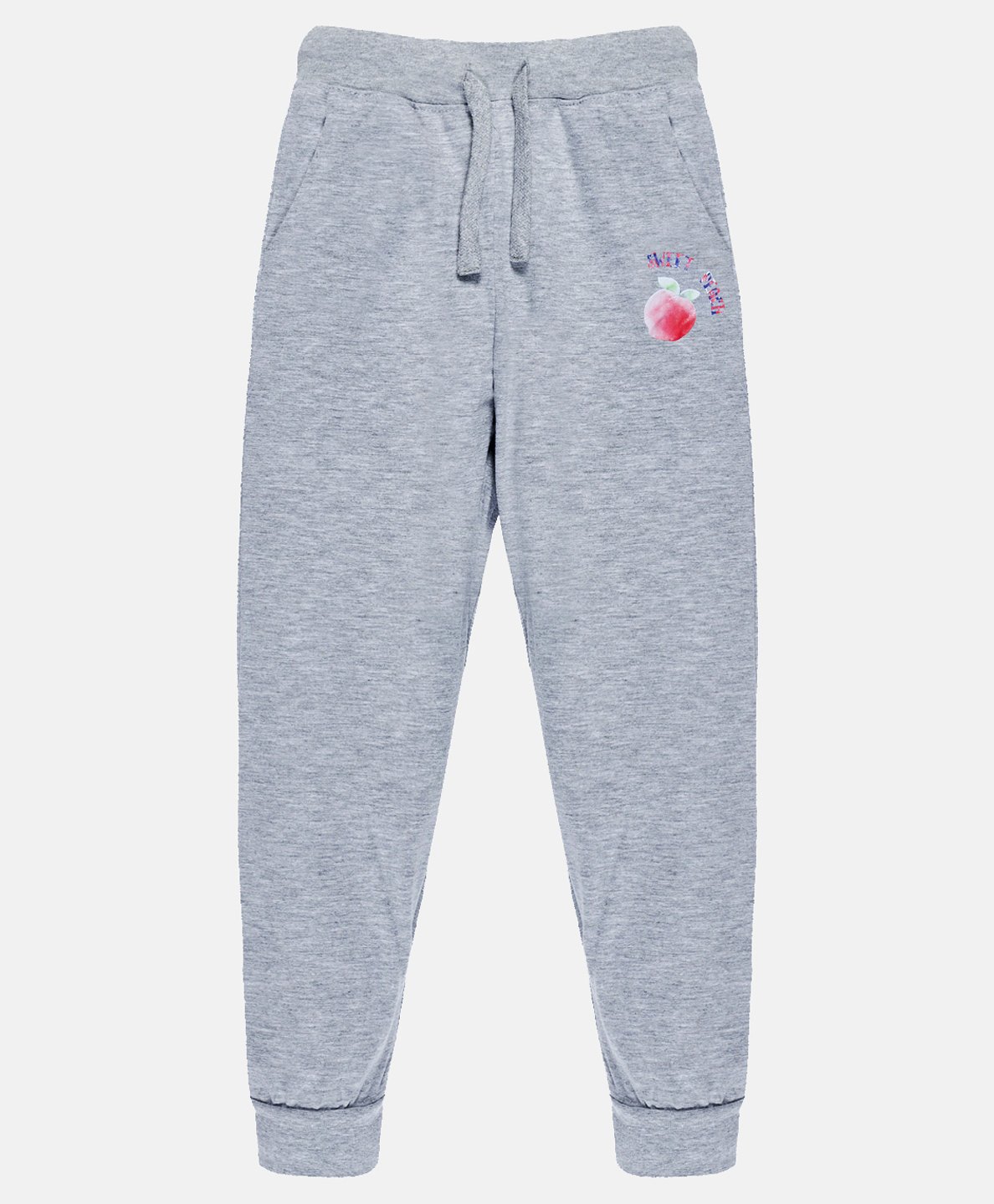 Kiddopanti Peach Placement Printed Track Pant - Grey Melange-image-38