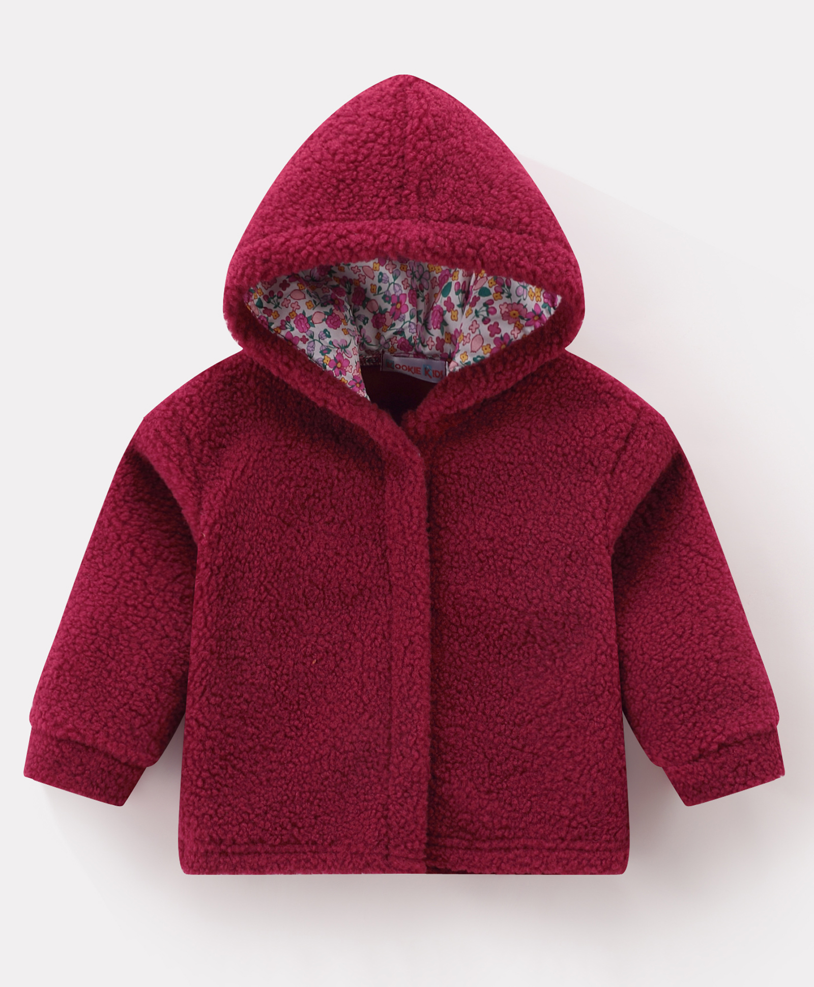 Kookie Kids Full Sleeves Hooded Jacket With Solid Colour - Maroon-picture-21