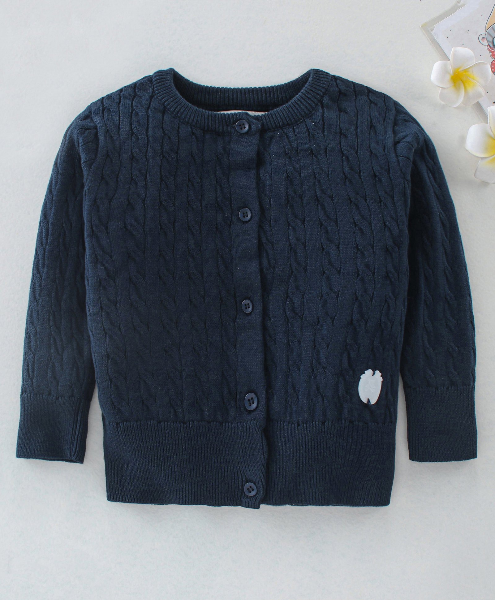 ToffyHouse Full Sleeves Cable Knit Cardigan - Navy-image-23
