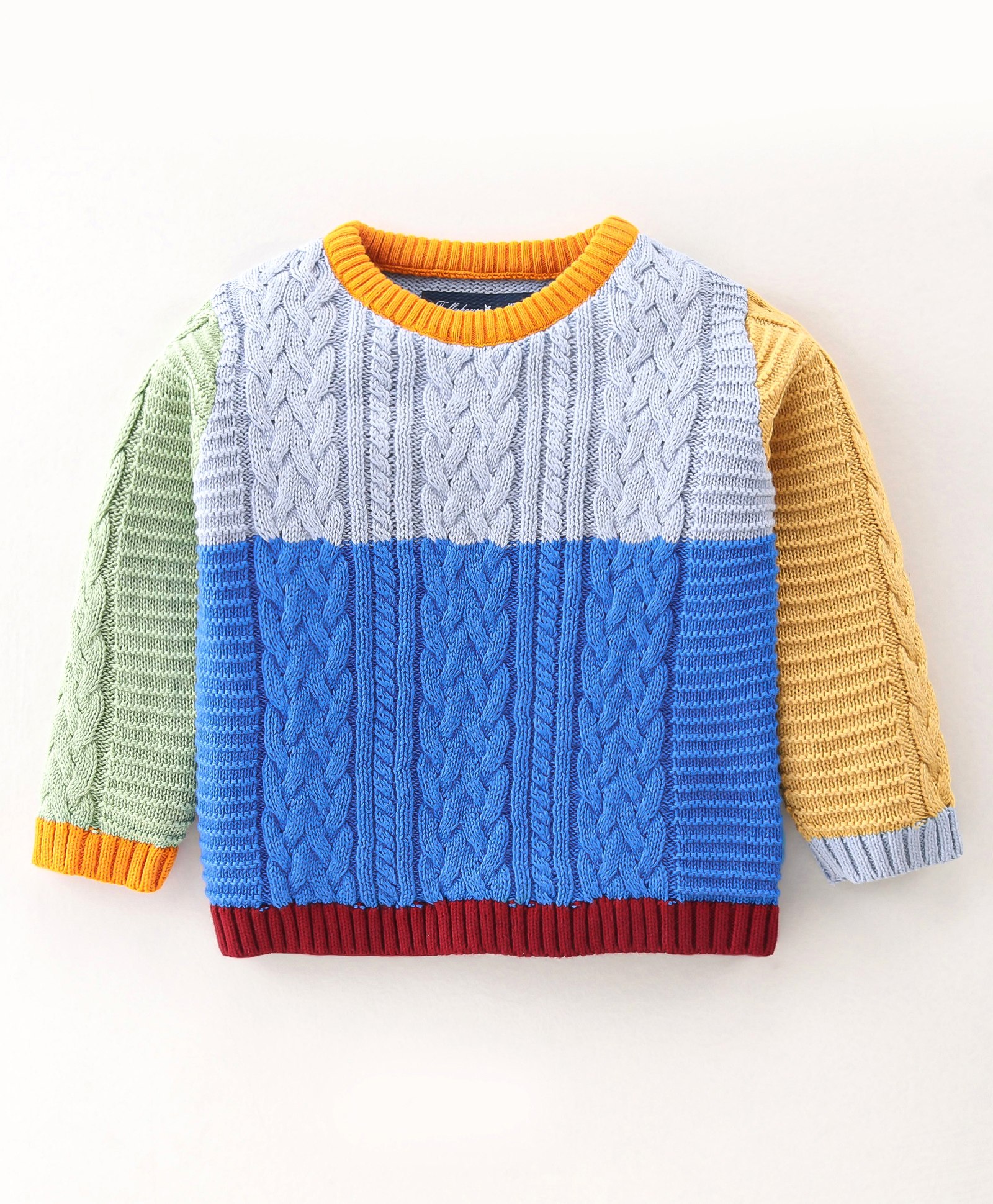ToffyHouse Full Sleeves Sweater With Cable Knit Design - Blue & Grey-image-42