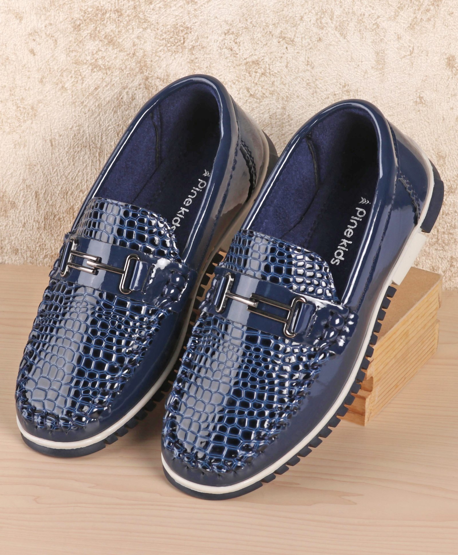 Pine Kids Slip On Style Formal Shoes - Blue-image-6