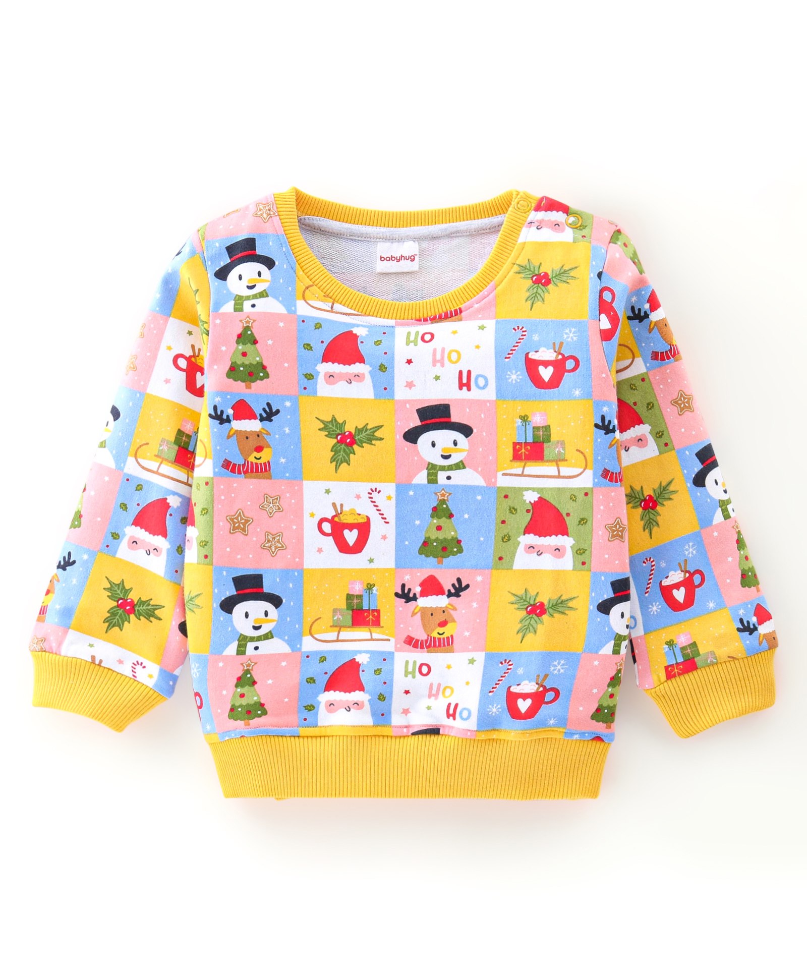 Babyhug 100% Cotton Knit Full Sleeves Sweatshirt With Snow Man Graphics - Multicolour-picture-20
