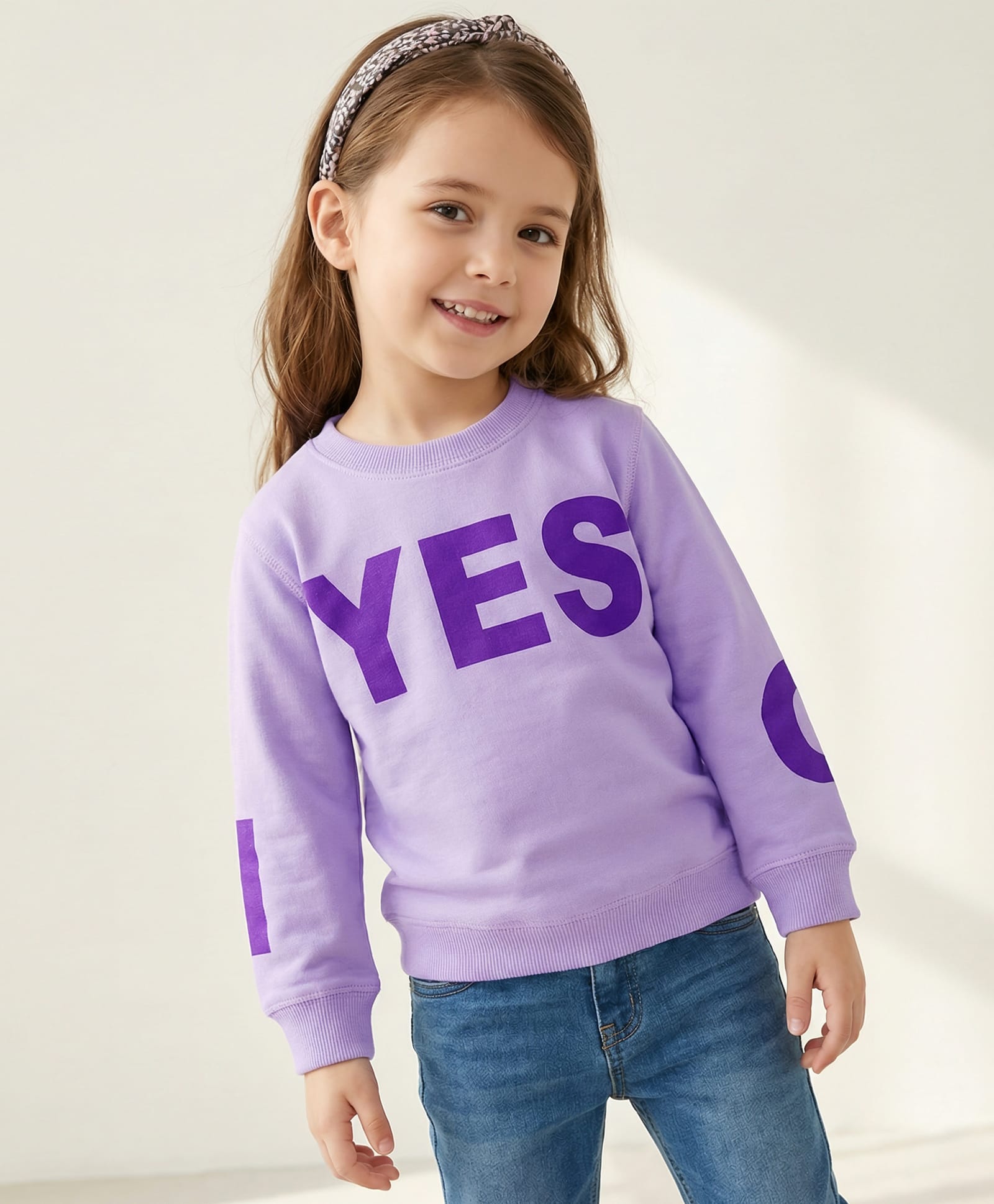 Doreme Cotton Terry Full Sleeves Sweatshirts Text Printed - Lilac-picture-21