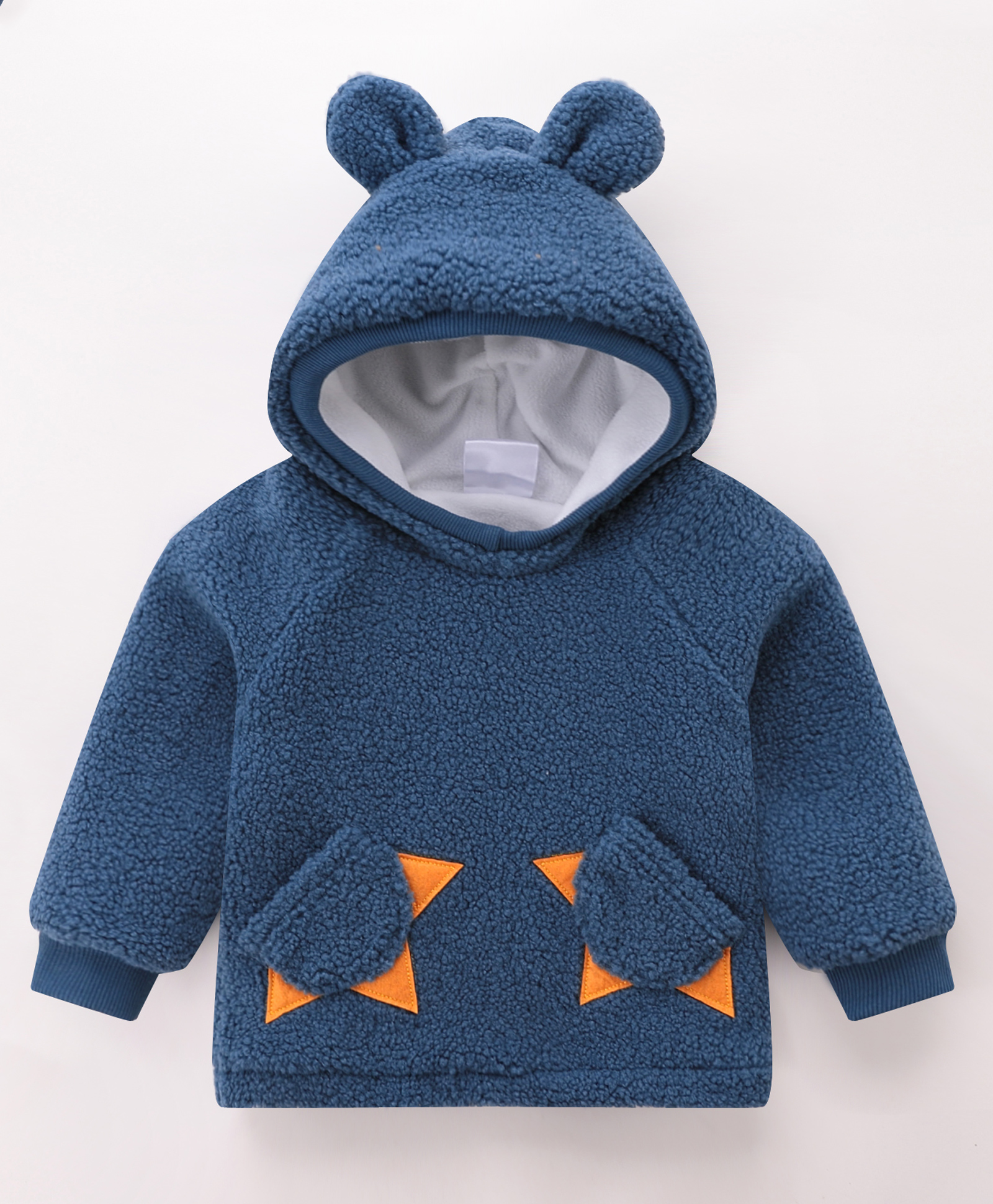 Kookie Kids Full Sleeves Hoodies With Ear Applique-  Blue-image-21