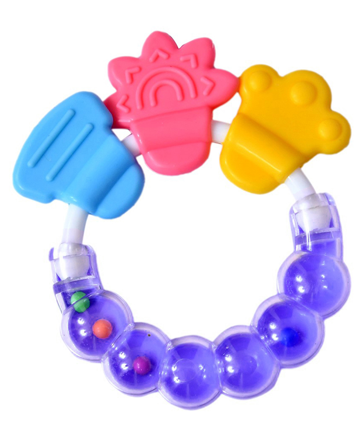 Domenico Round Shape BPA Free Silicone Bell Teether Ring - Purple-picture-12