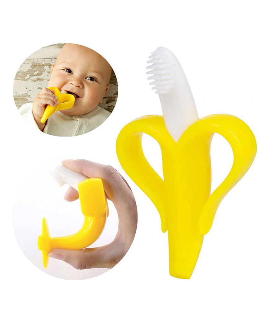 Domenico Silicone Banana Shaped Teething Toothbrush - Yellow-image-15