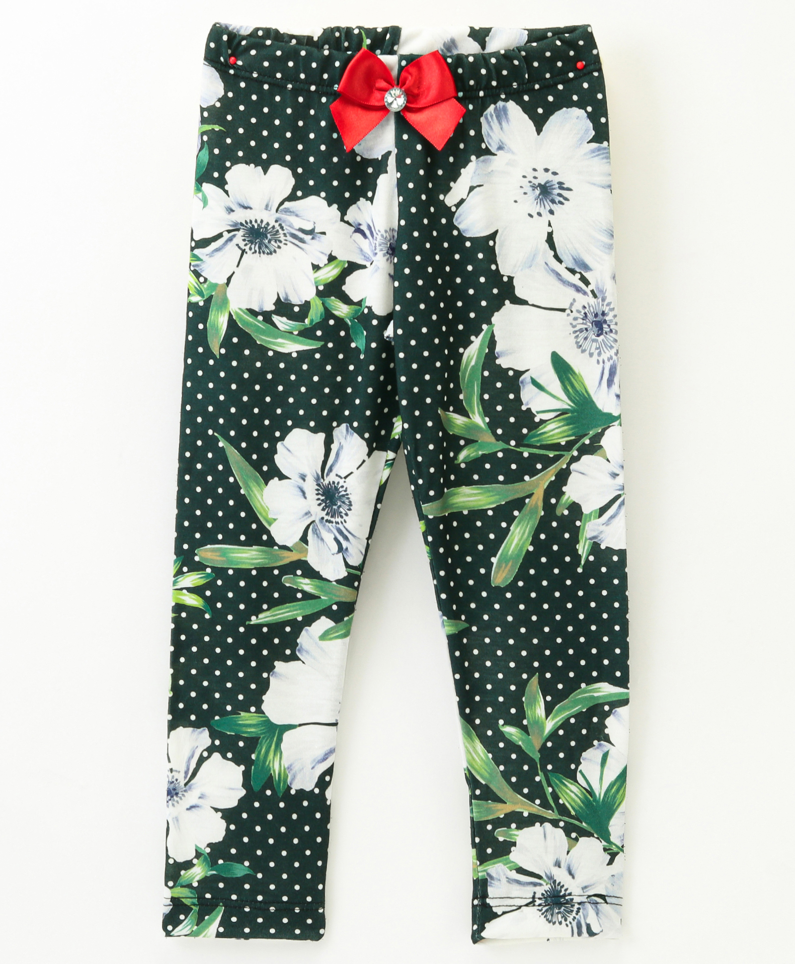 CrayonFlakes Full Length Floral With Polka Dots Printed Leggings - Green-picture-38