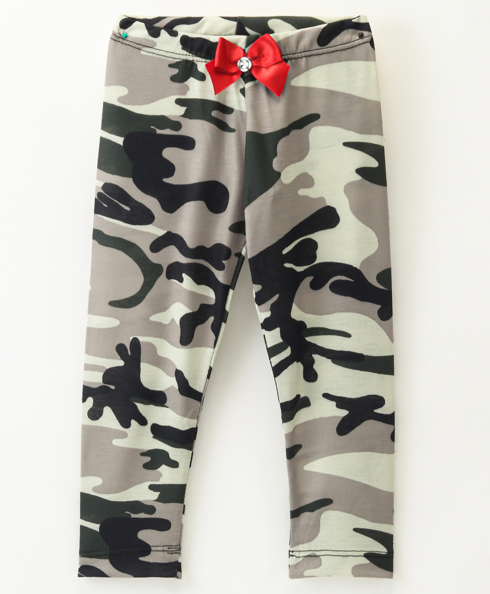 CrayonFlakes Full Length Leggings With Camouflage Print with Bow Applique - Grey-picture-14