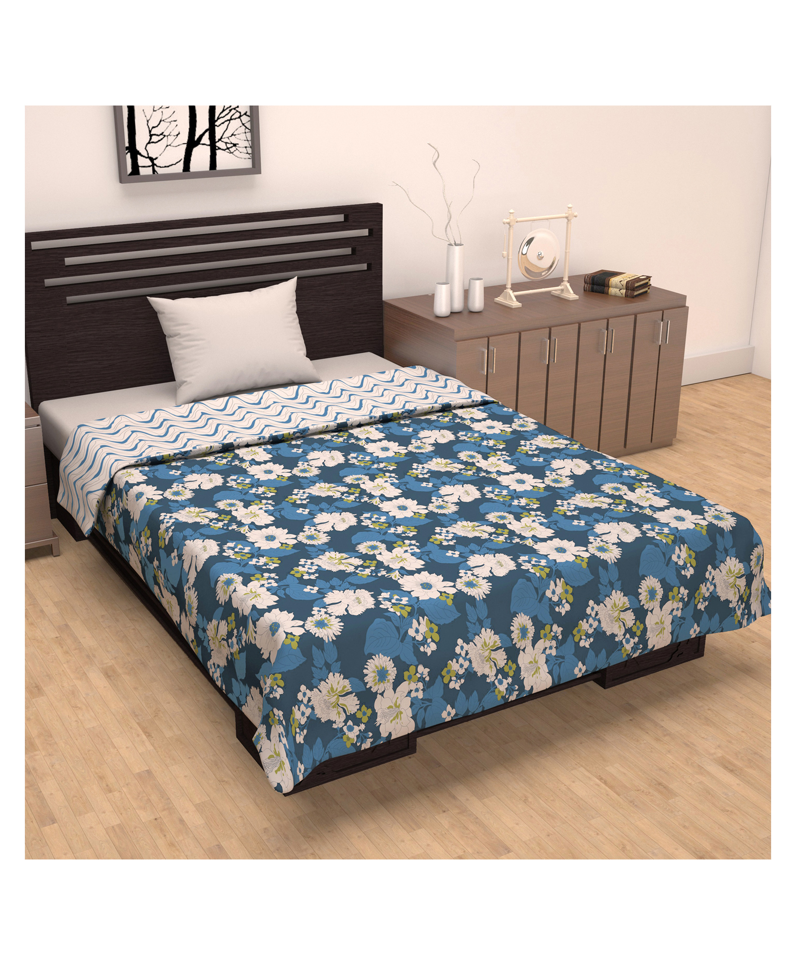 Divine Casa Microfiber 120 GSM Single Bed Throws for Sofa and Couch AC Blanket Reversible Dohar -Celestial Blue-image-31