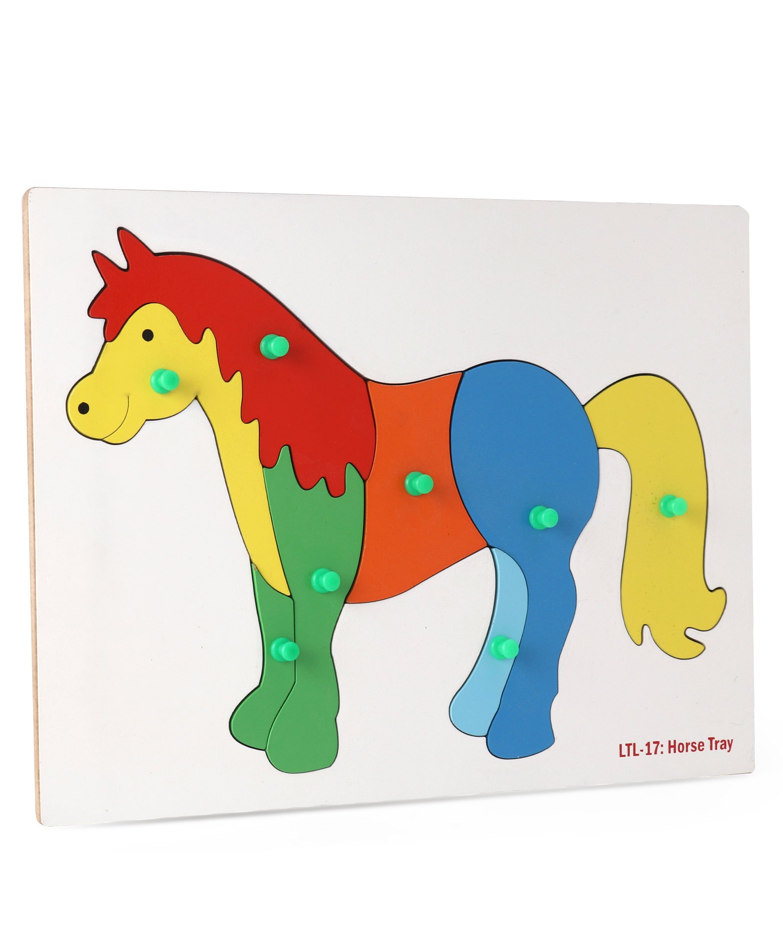 Little Genius Inset Tray Large Horse Knob And Peg Puzzle Multicolour - 9 Pieces-image-45