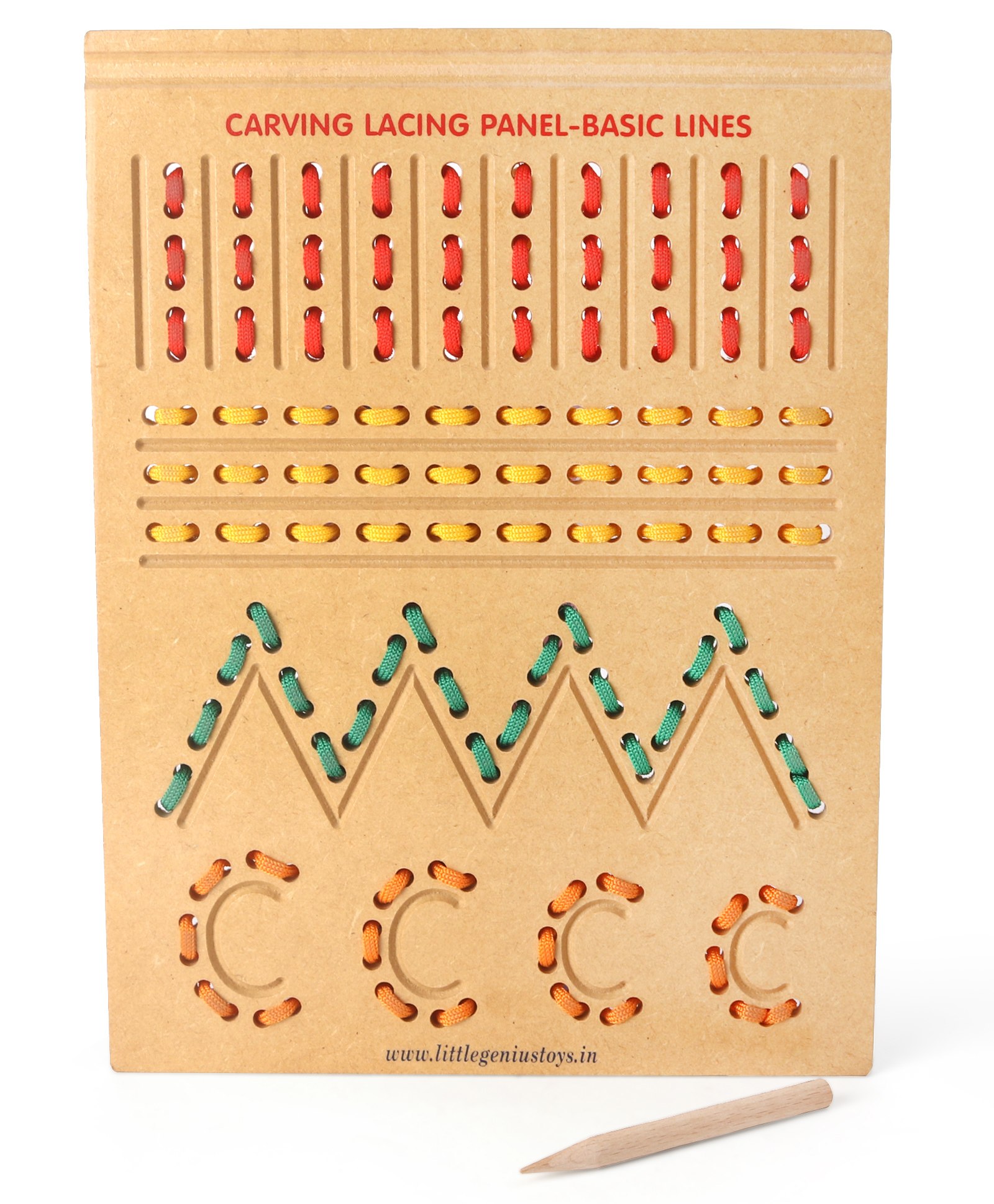 Little Genius Carving Lacing Panel Basic Lines Tray - Beige-picture-17