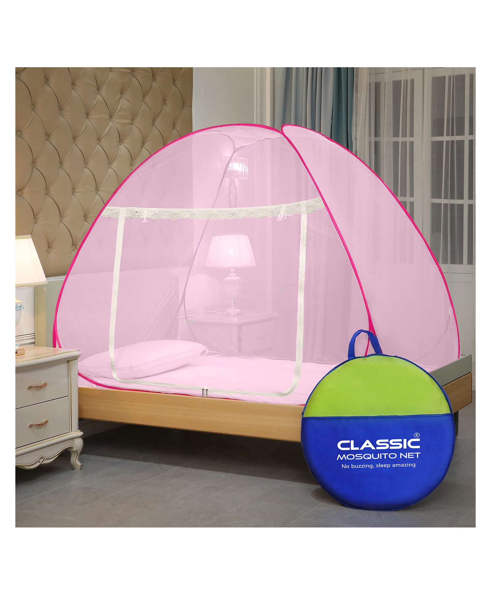 classic mosquito nets Classic Mosquito Net for Single Bed Foldable Machardani - Pink-picture-24