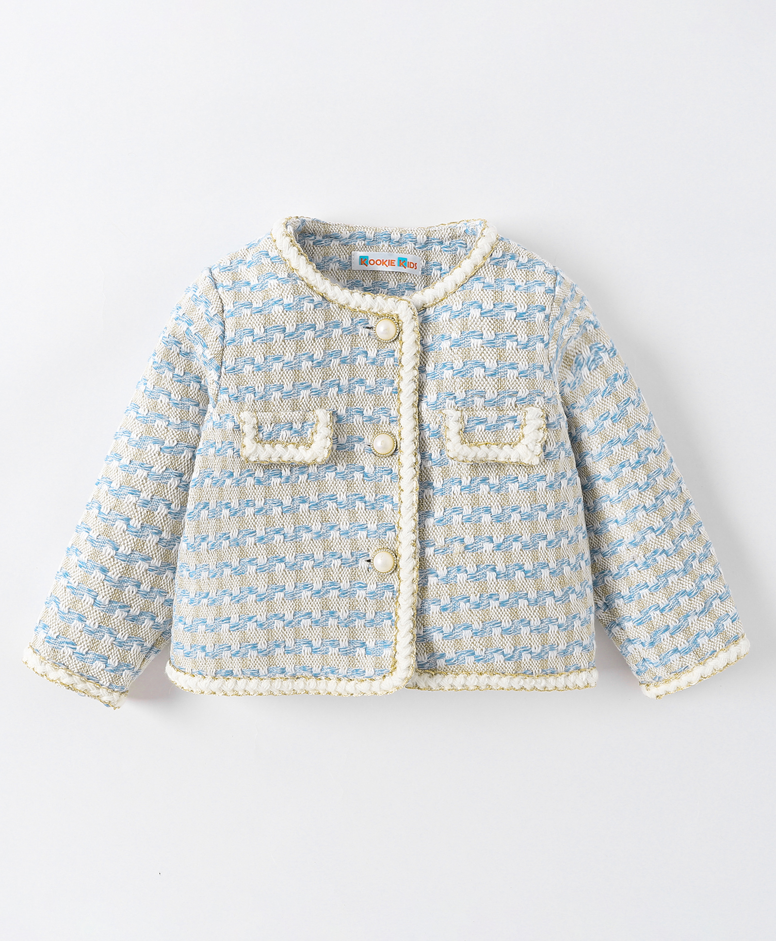 Kookie Kids Full Sleeves Sweatshirt Checkered - Blue-image-2