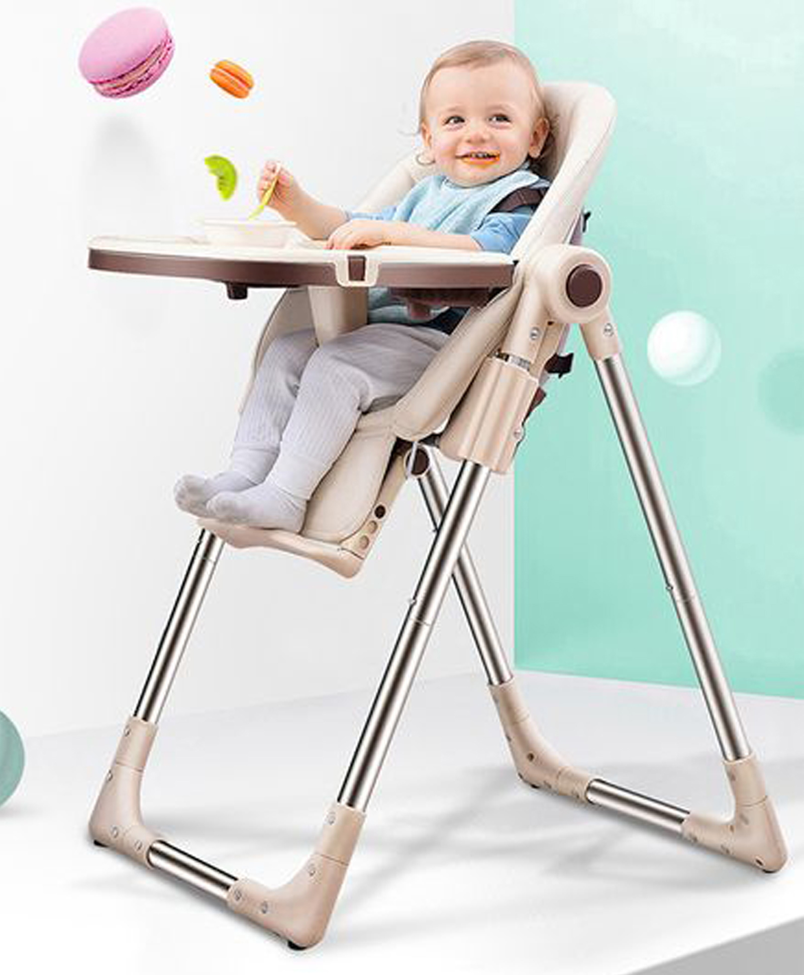 Babyhug Multifunctional Portable High Chair with 5 Level Height Adjustment -Beige-image-47