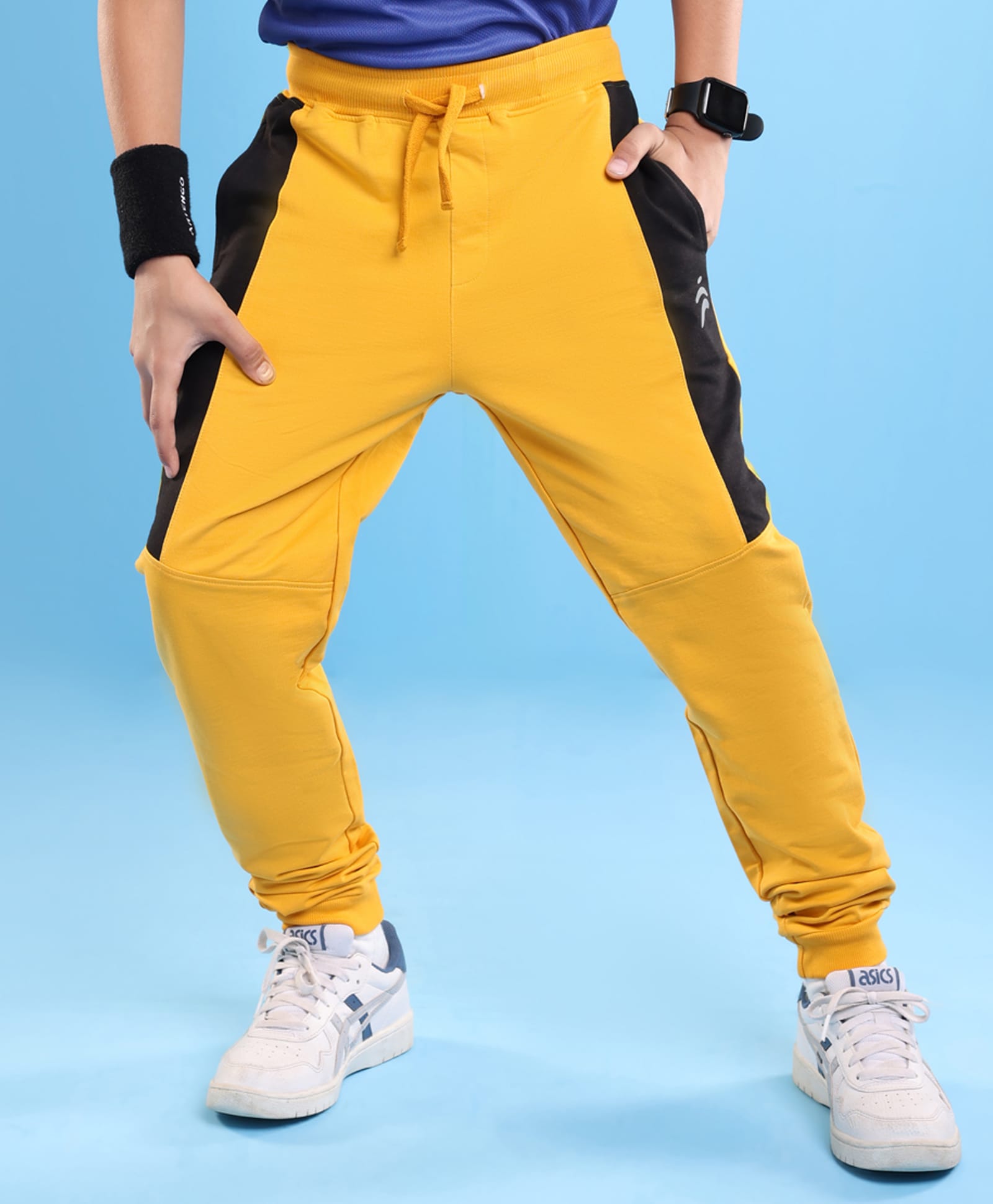 Pine Active Cotton Lycra Full Length Stretchable Anti Bacterial Solid Color Joggers - Yellow-image-41