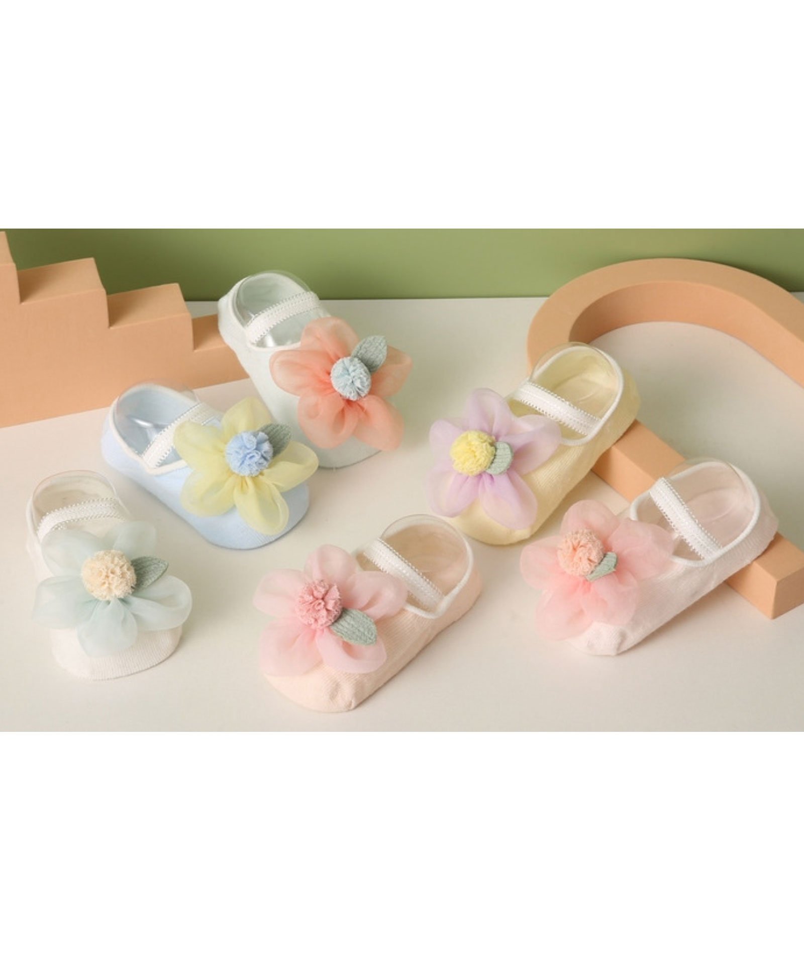 Kidofash Pack Of 6 Flower Applique Detailed Socks - Multi Colour-image-25