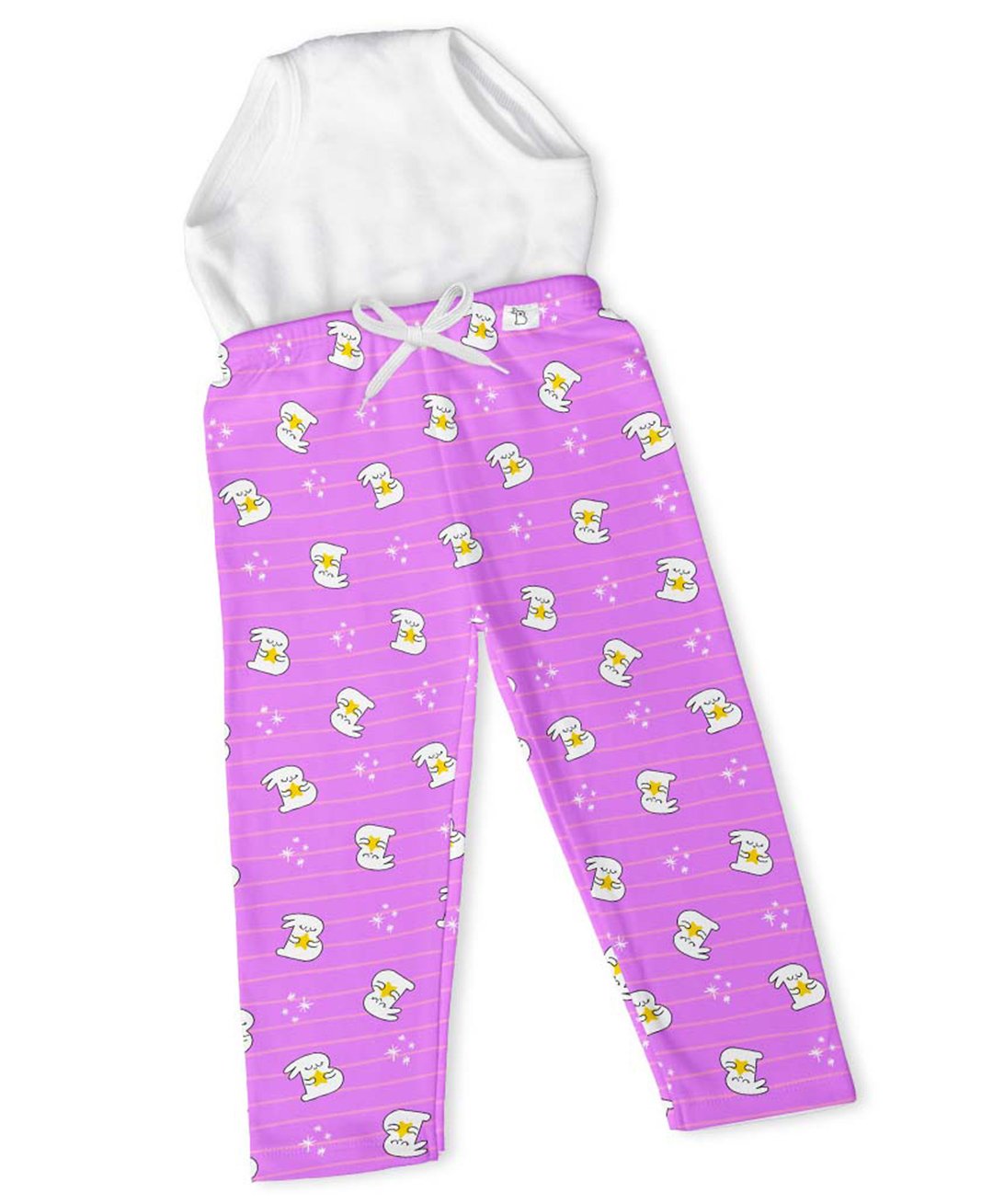 SuperBottoms B Letter Printed Pajama With Stitched In Padded Underwear - Purple-picture-23