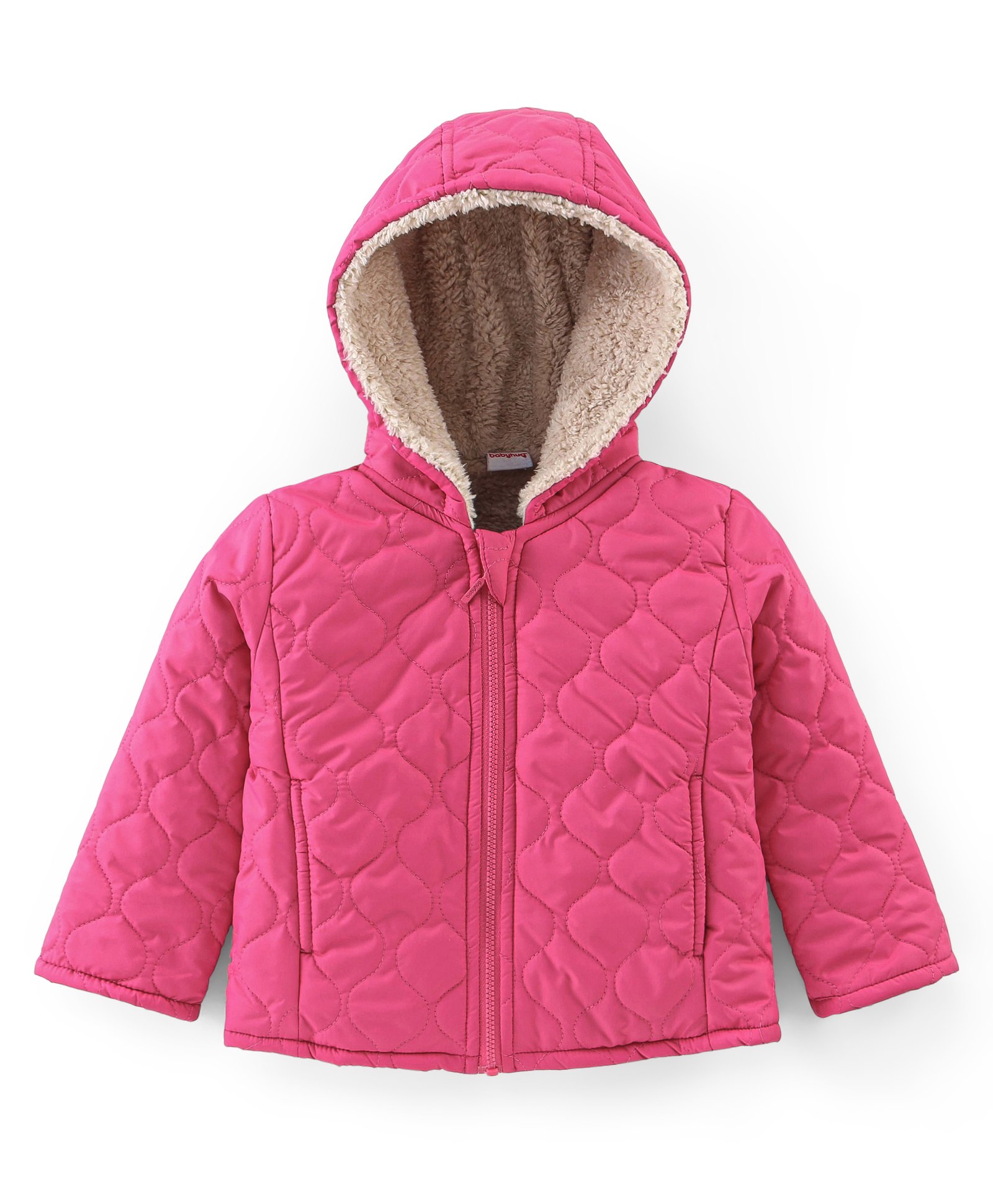 Babyhug Full Sleeves Solid Colour Quilted Hooded Jacket - Pink-image-35