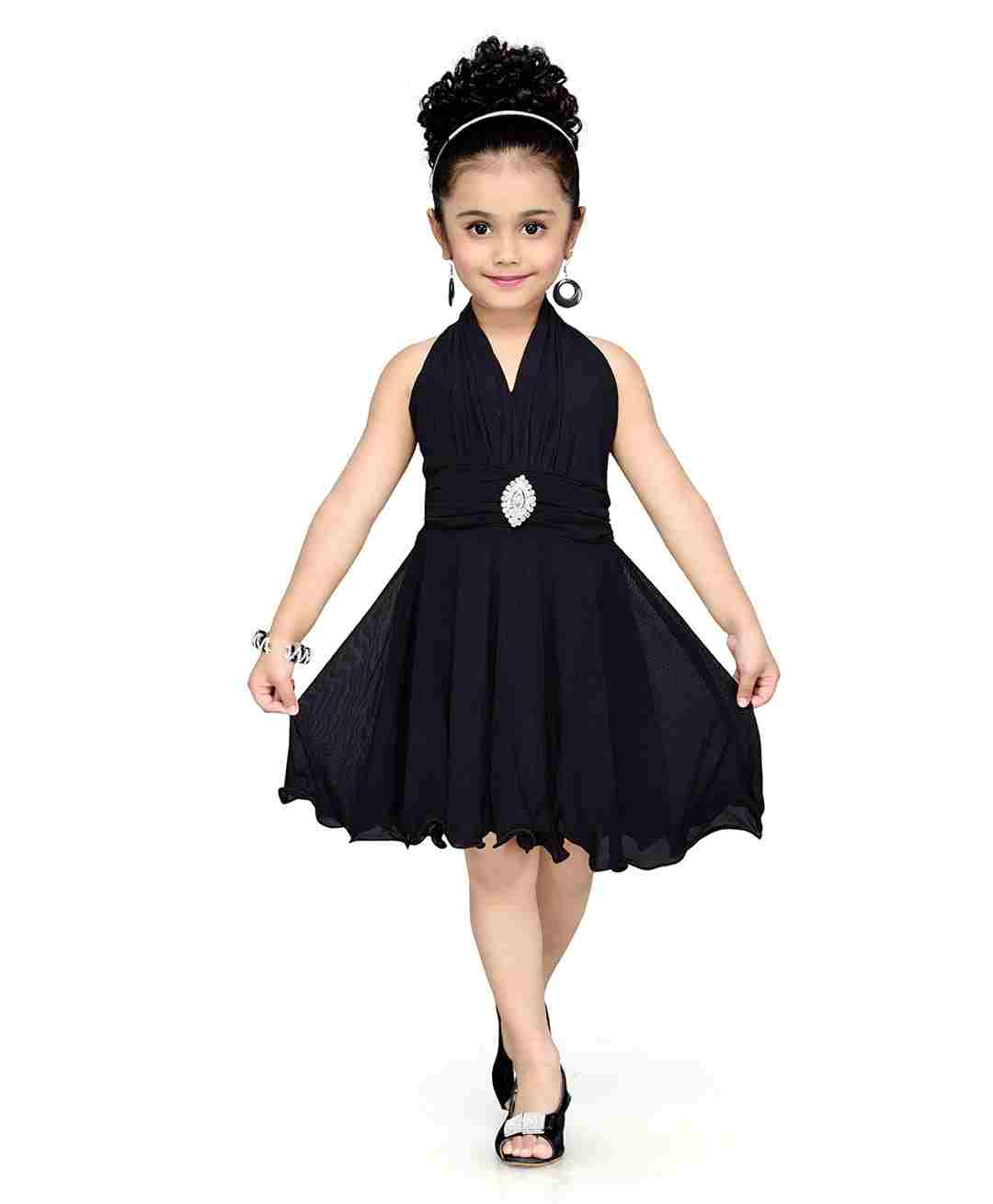Aarika Sleeveless Solid  Party Wear Fit & Flared Dress - Black-image-33