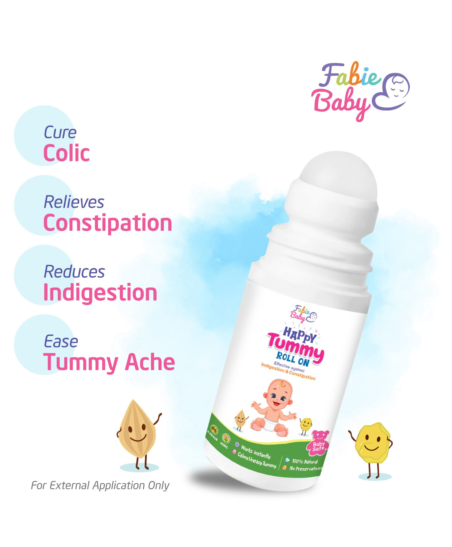 Fabie Baby Happy Tummy Roll On Hing & Ajwain  Colic Constipation & Indigestion Relief -  40 ml-image-25