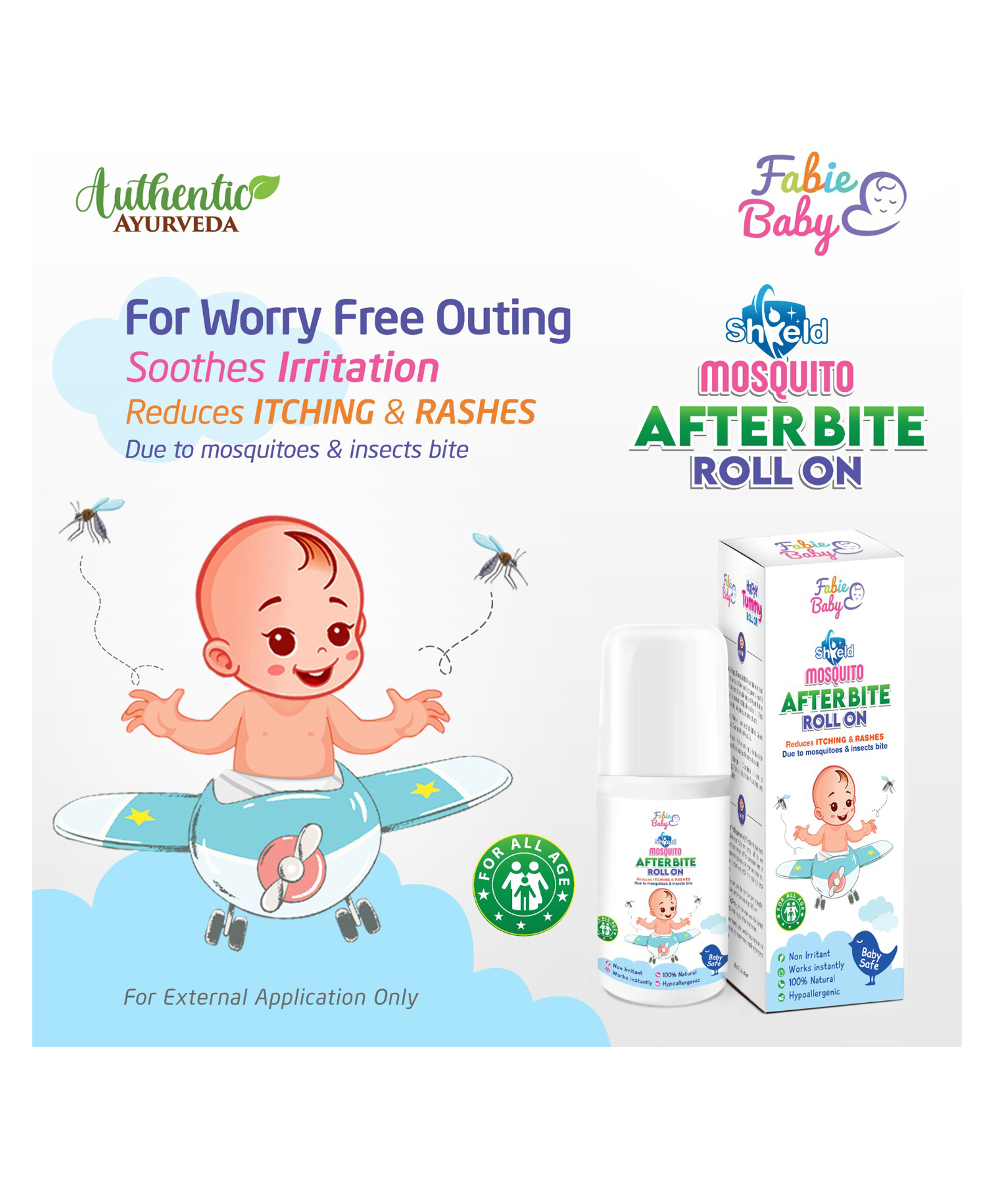 Fabie Baby Natural Shield Mosquito After Bite Roll On 3-Way Protection from Mosquitoes, Fleas and Ants 40ml-image-9