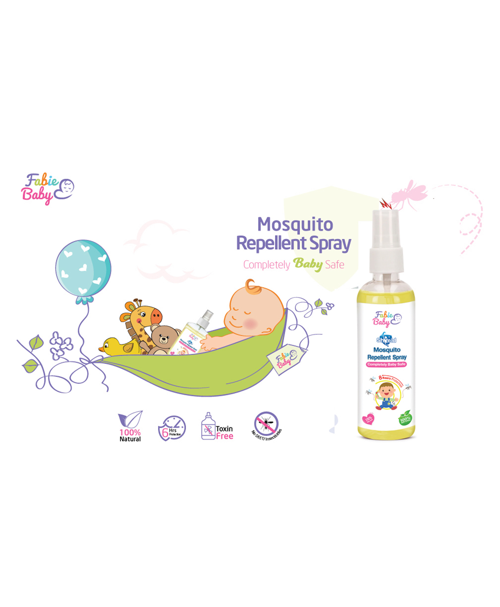 Fabie Baby Shield Mosquito Repellent Spray for Babies Natural Oils Toxin-Free 6 Hrs Protection - 100 ml-image-10