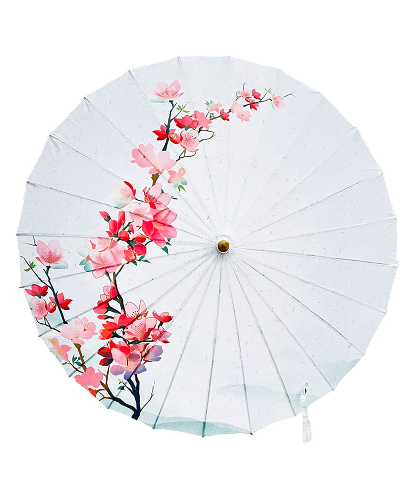 Little Surprise Box Floral Printed Chinese Canopy Style Rain Umbrella - Cream-image-21