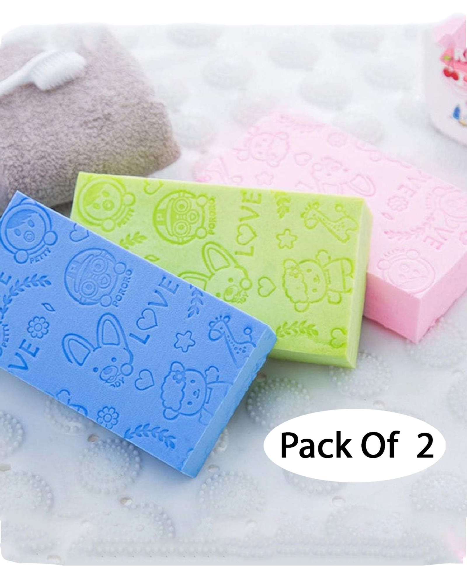 Mihar Essentials Ultra Soft Exfoliating Sponge Soft Bath Scrubber For Kids Body Scrub - Multicolor(Pack Of 2)-picture-19